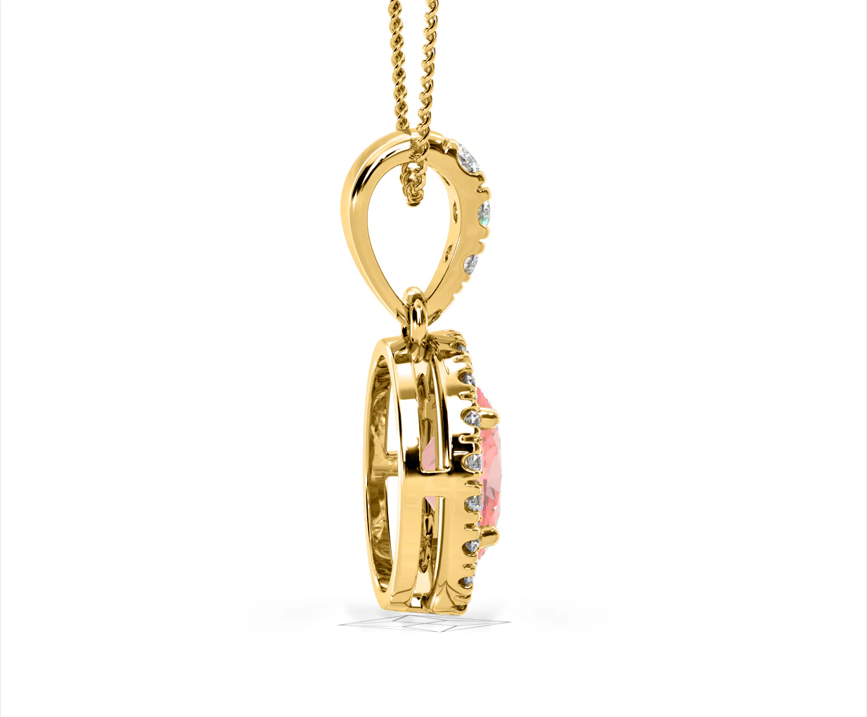 Georgina Pink Lab Diamond Oval Halo Necklace 1.38ct in 18KGold - Elara Collection - Image 65