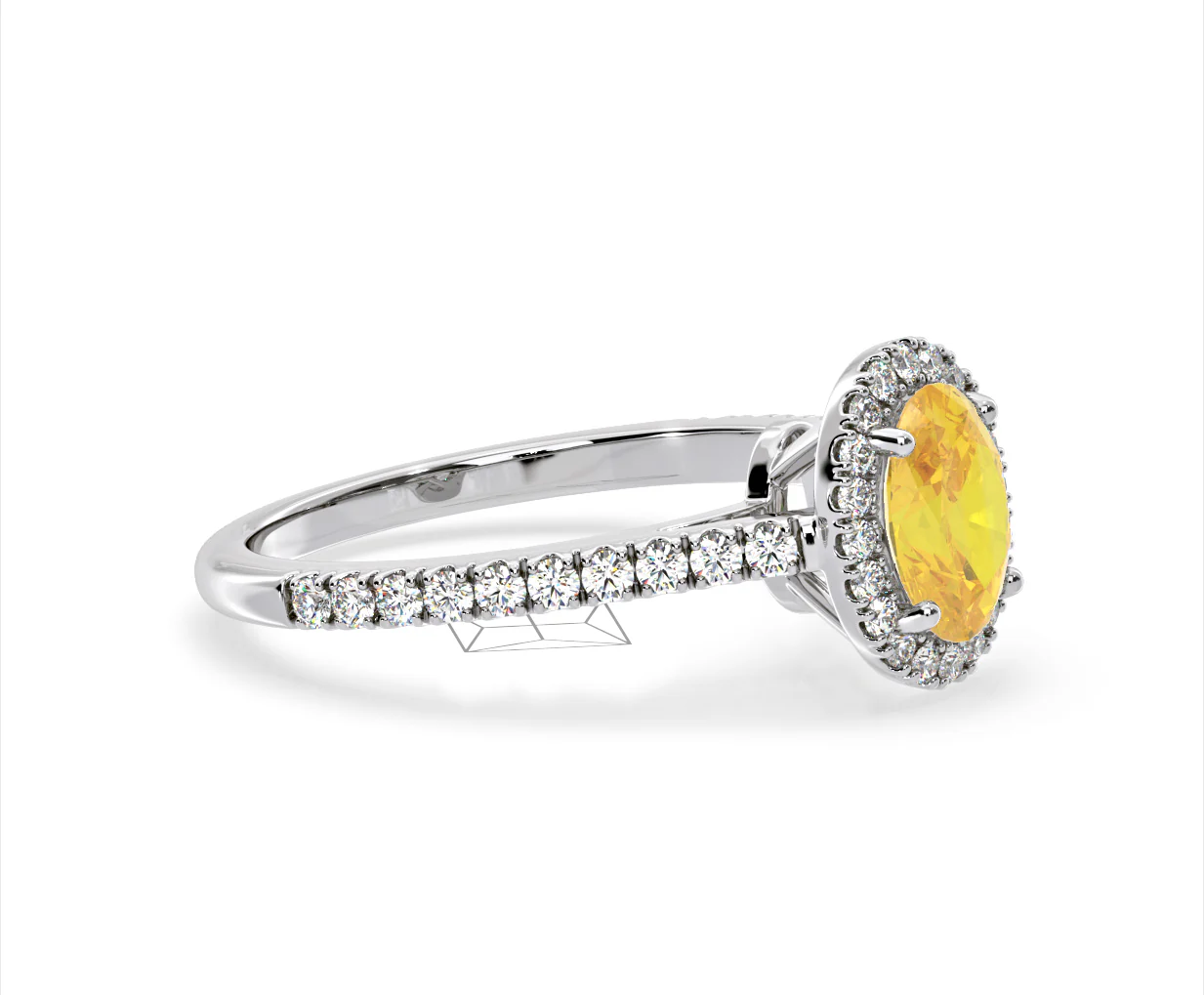 Georgina Yellow Lab Diamond Oval Halo 1.60ct Ring in 18K White Gold - Elara Collection - Image 74