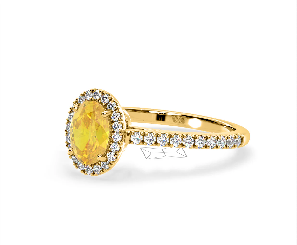 Georgina Yellow Lab Diamond Oval Halo 1.60ct Ring in 18K Yellow Gold - Elara Collection - Image 15