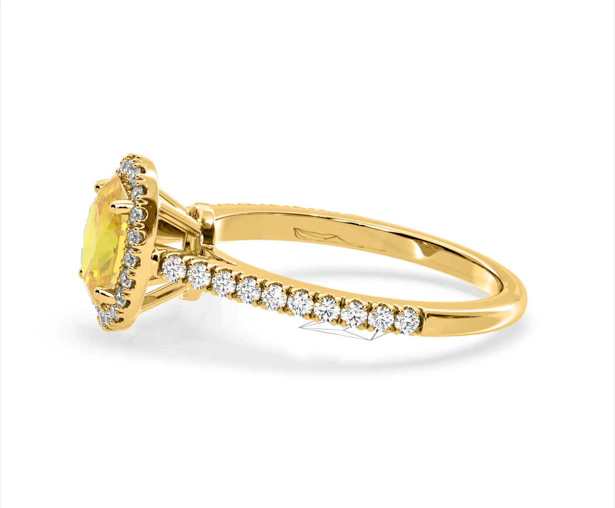Georgina Yellow Lab Diamond Oval Halo 1.60ct Ring in 18K Yellow Gold - Elara Collection - Image 24