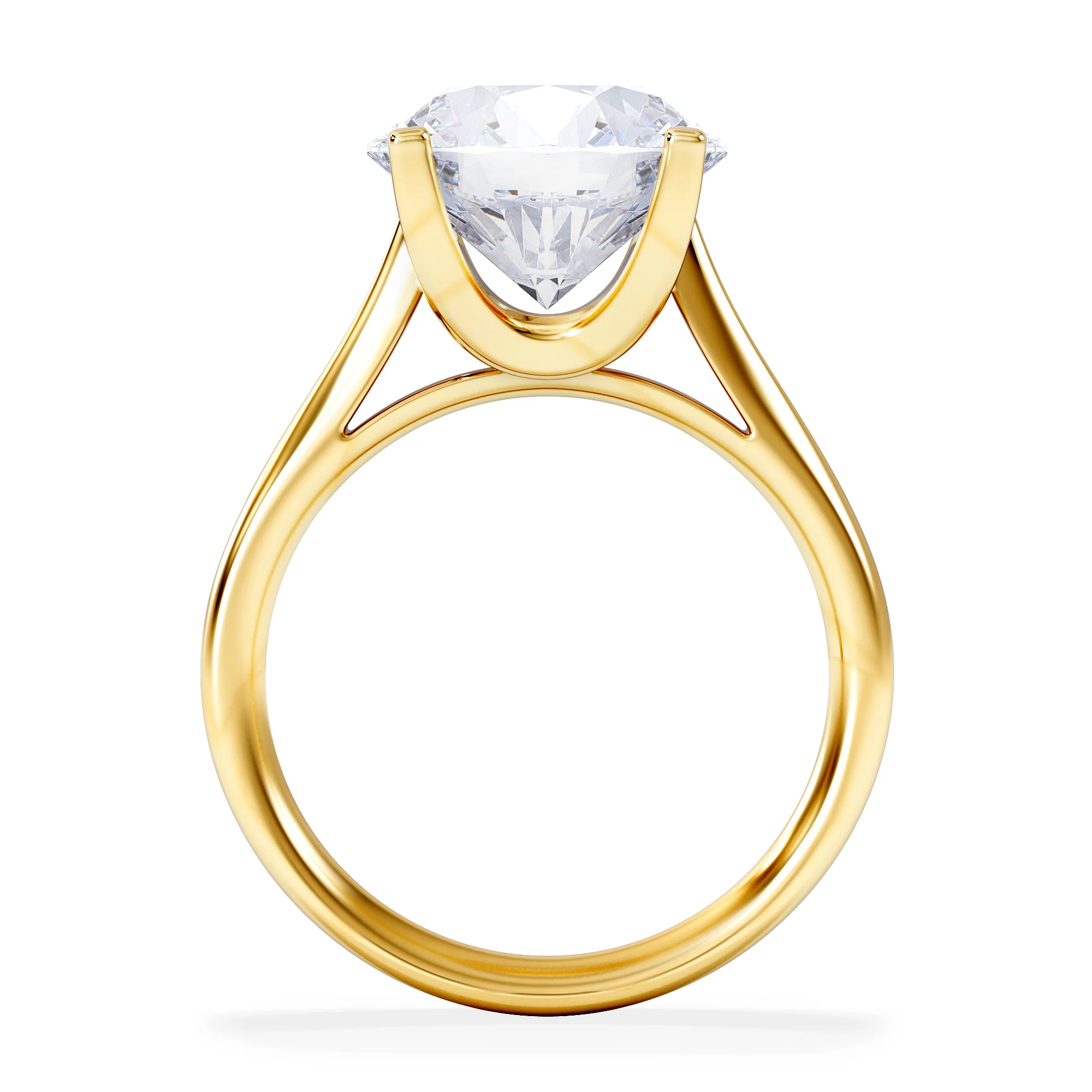 Grace 5.00ct Lab Diamond Round Cut Engagement Ring in 18K Yellow Gold G/VS1 - Image 3