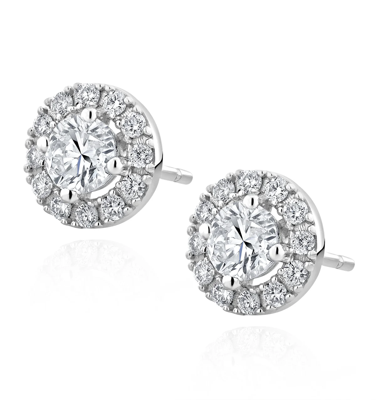Halo Lab Diamond Earrings 1.00ct H/Si in 9K White Gold - Image 2