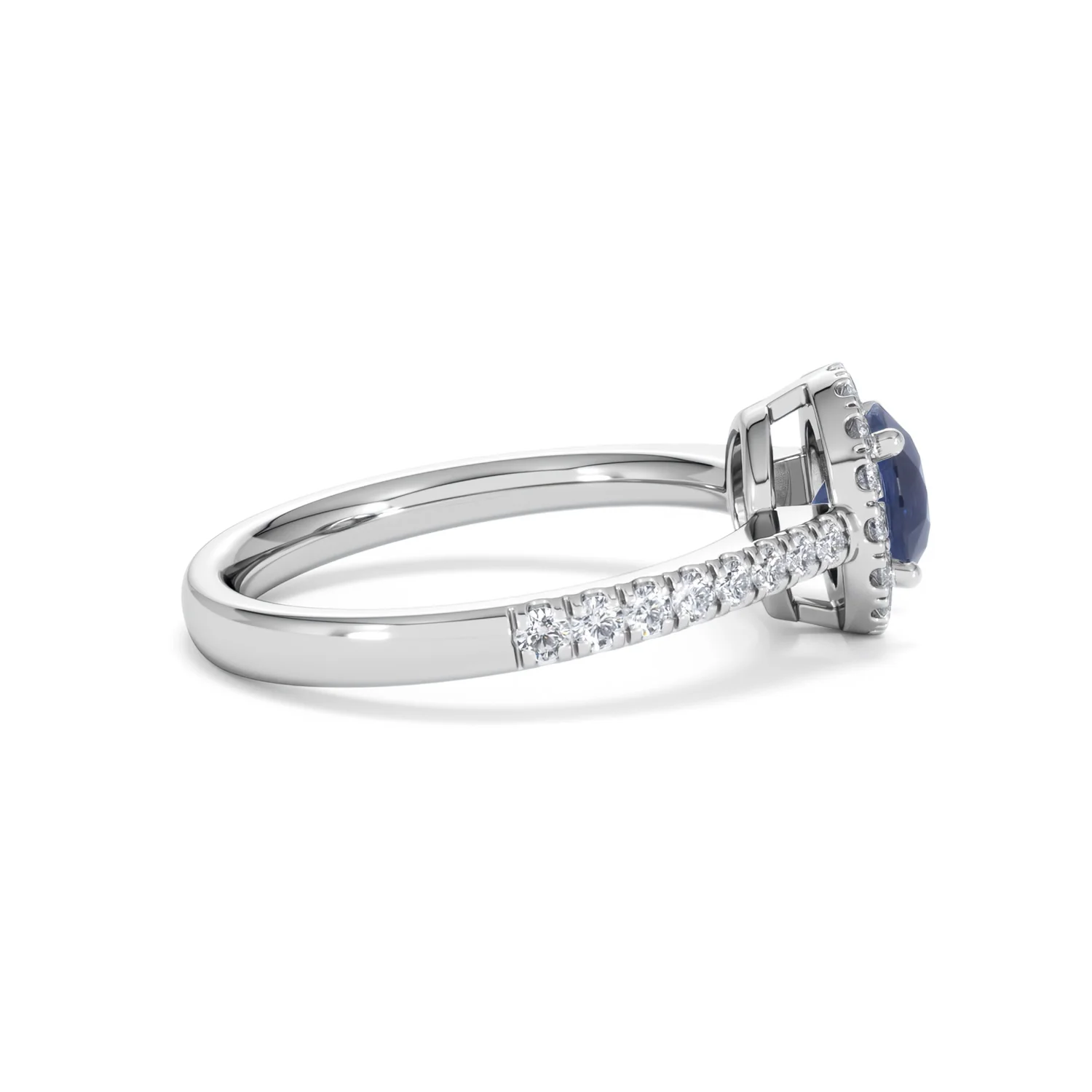 Halo Sapphire 0.75ct And Diamond 0.36ct 18K White Gold Ring - Image 29