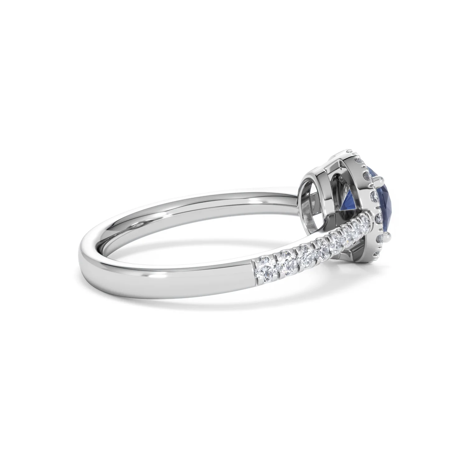 Halo Sapphire 0.75ct And Diamond 0.36ct 18K White Gold Ring - Image 32