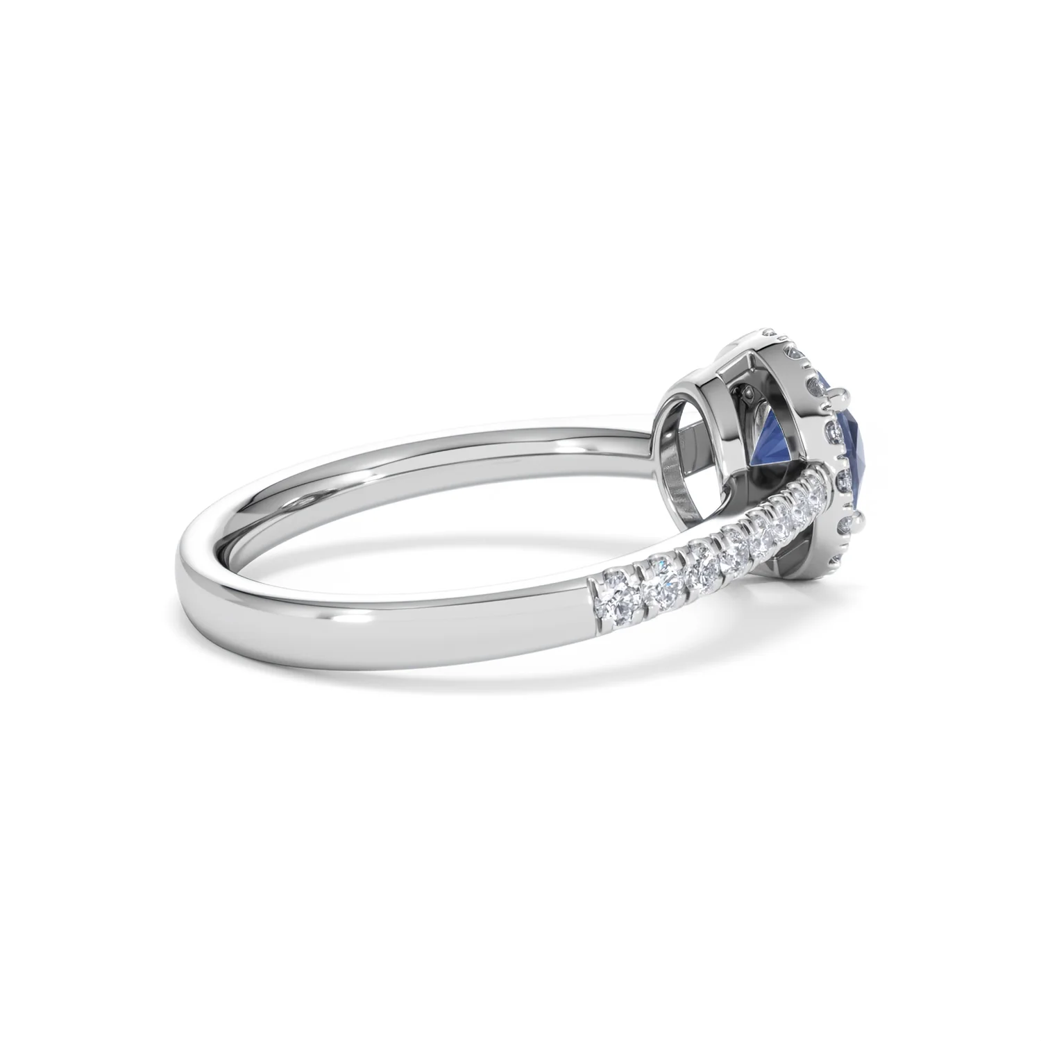 Halo Sapphire 0.75ct And Diamond 0.36ct 18K White Gold Ring - Image 33
