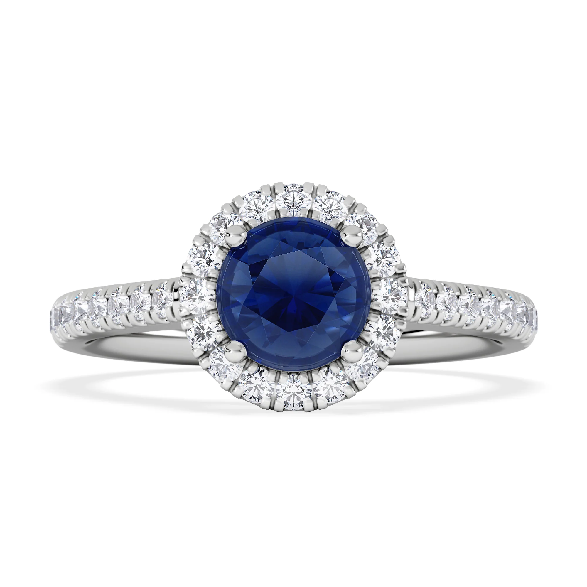 Halo Sapphire 0.75ct And Diamond 0.36ct 18K White Gold Ring - Image 6