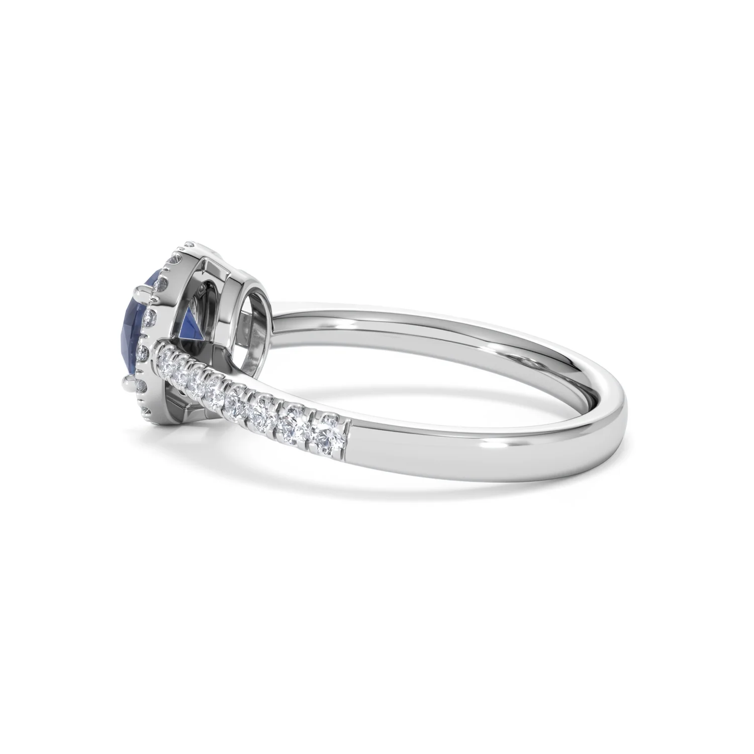 Halo Sapphire 0.75ct And Diamond 0.36ct 18K White Gold Ring - Image 64