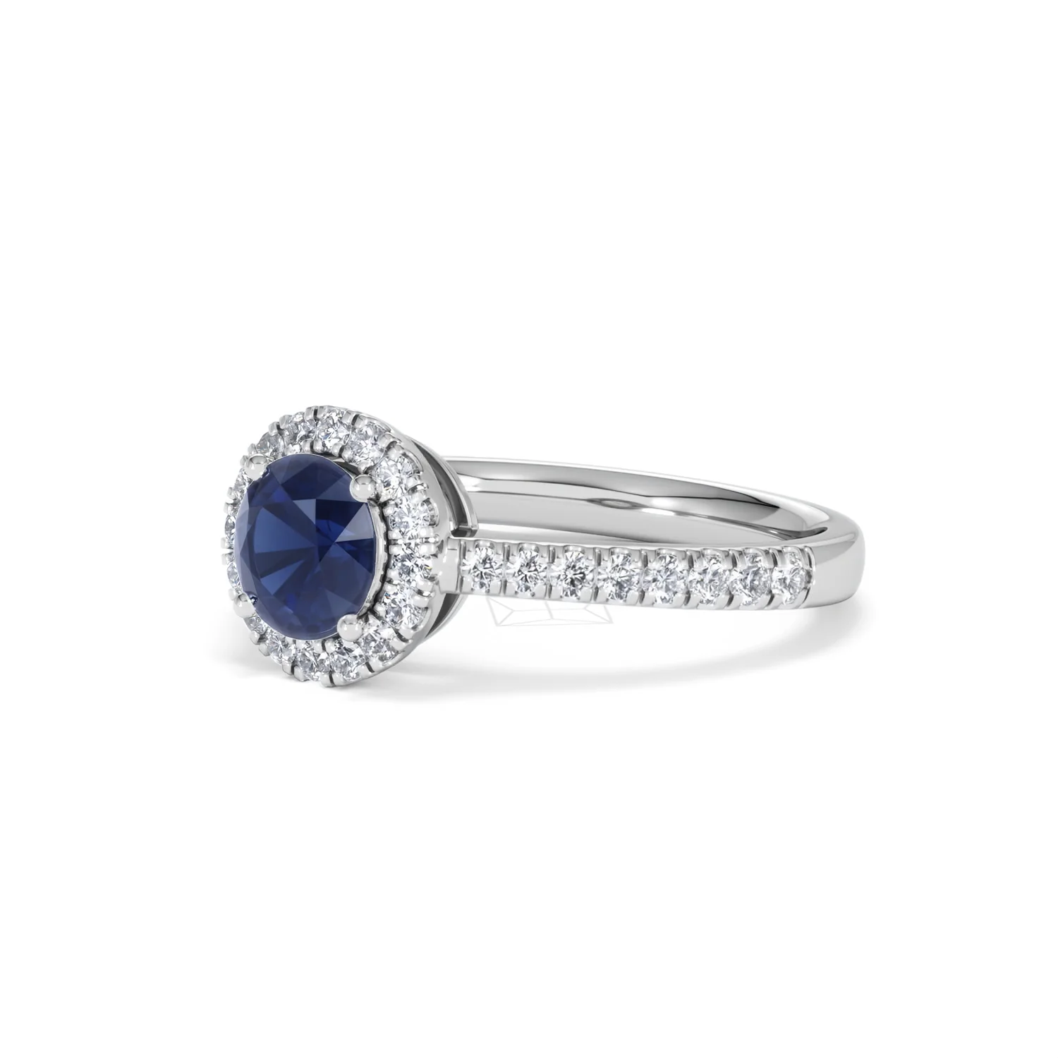 Halo Sapphire 0.75ct And Diamond 0.36ct 18K White Gold Ring - Image 79
