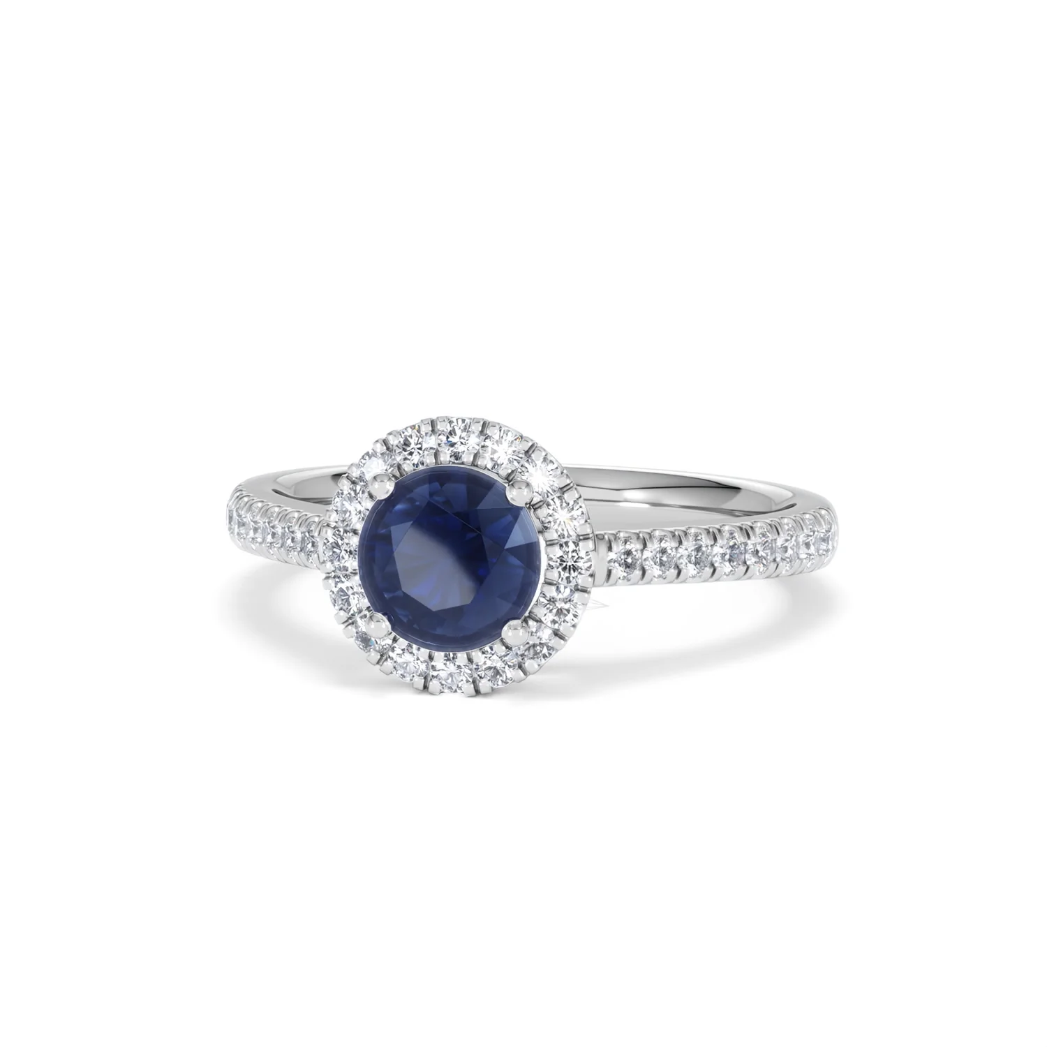 Halo Sapphire 0.75ct And Diamond 0.36ct 18K White Gold Ring - Image 85