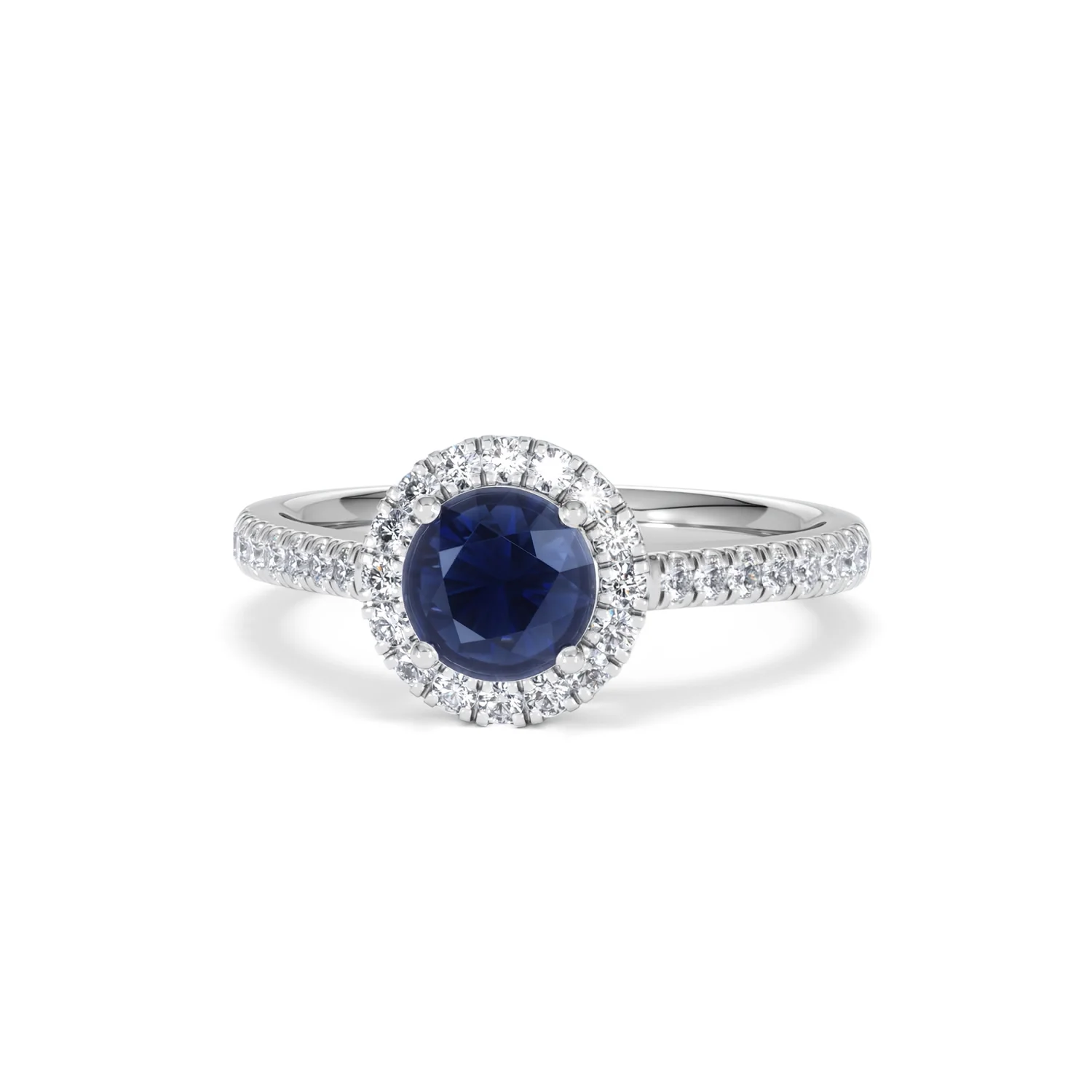 Halo Sapphire 0.75ct And Diamond 0.36ct 18K White Gold Ring - Image 86
