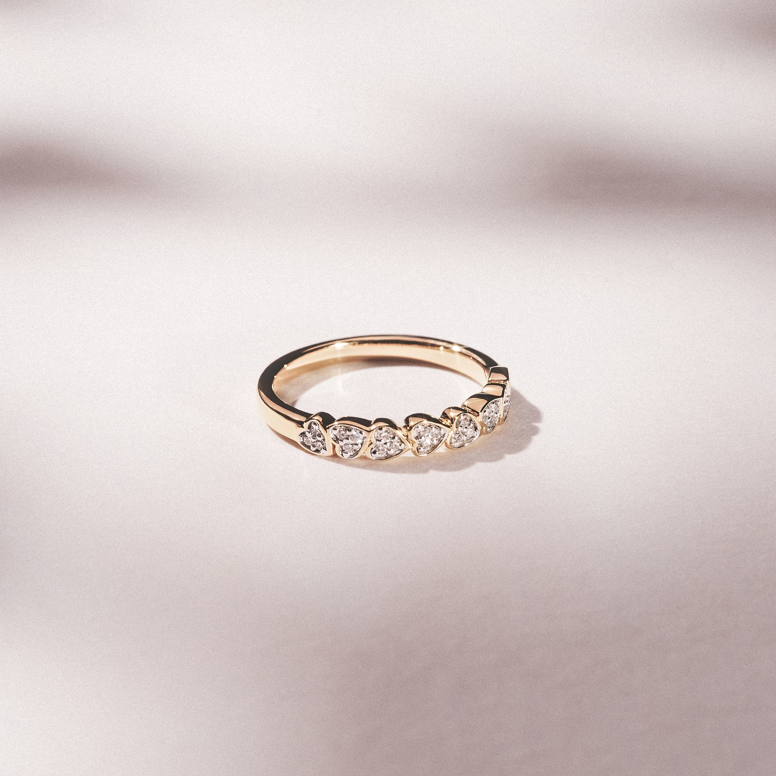 Heart Half Eternity Ring Lab Diamond 0.11ct in 18K Gold Vermeil - Image 8