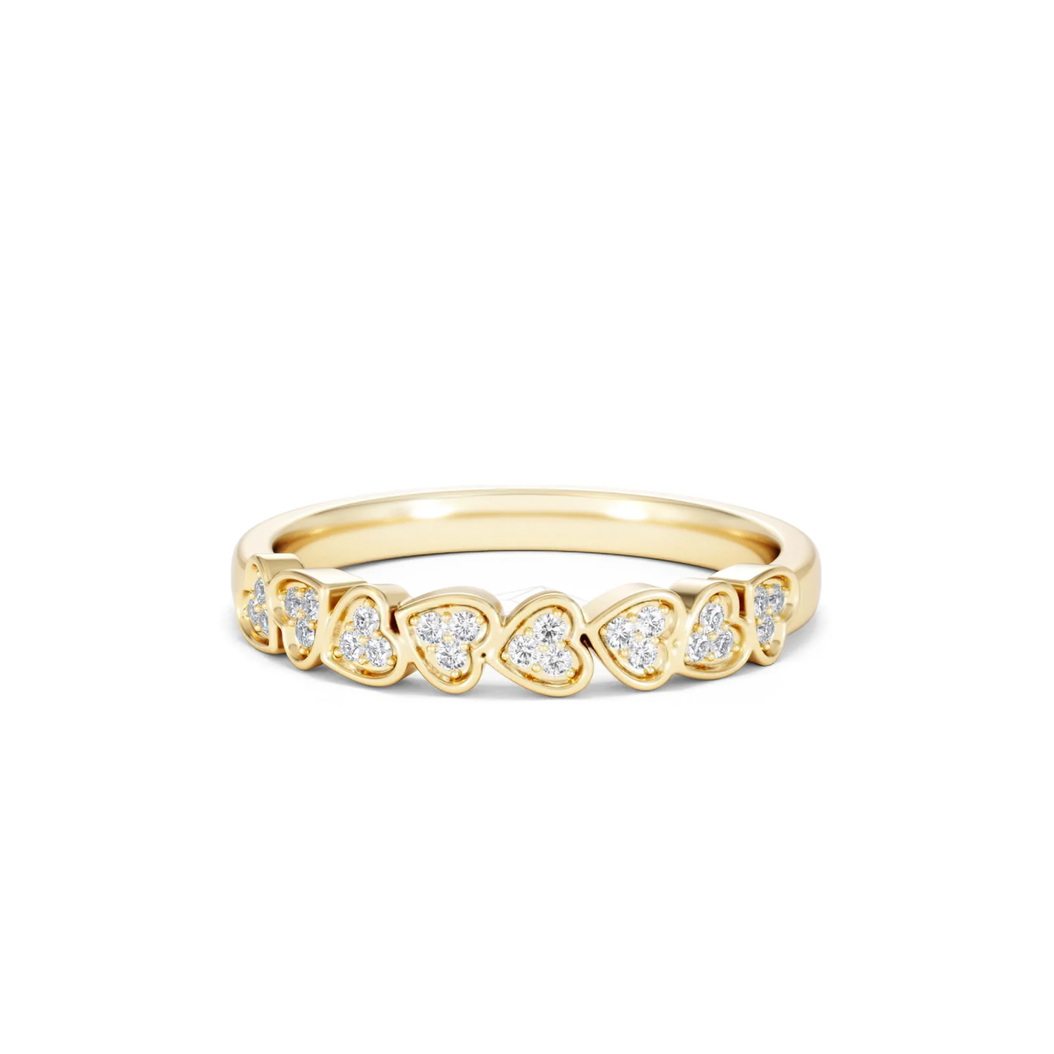 Heart Half Eternity Ring Lab Diamond 0.11ct in 18K Gold Vermeil - Image 89