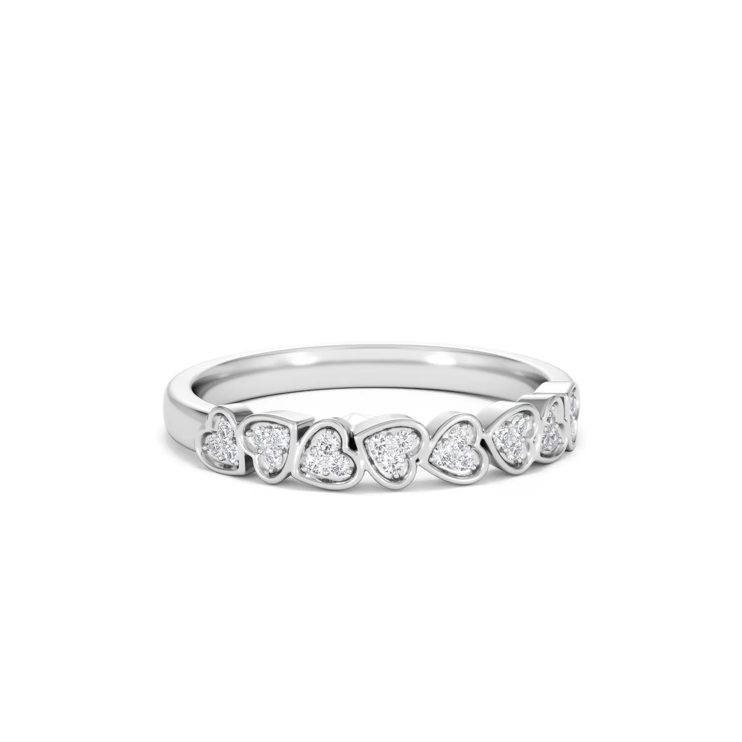 Heart Half Eternity Ring Lab Diamond 0.11ct in 925 SIlver - Image 14