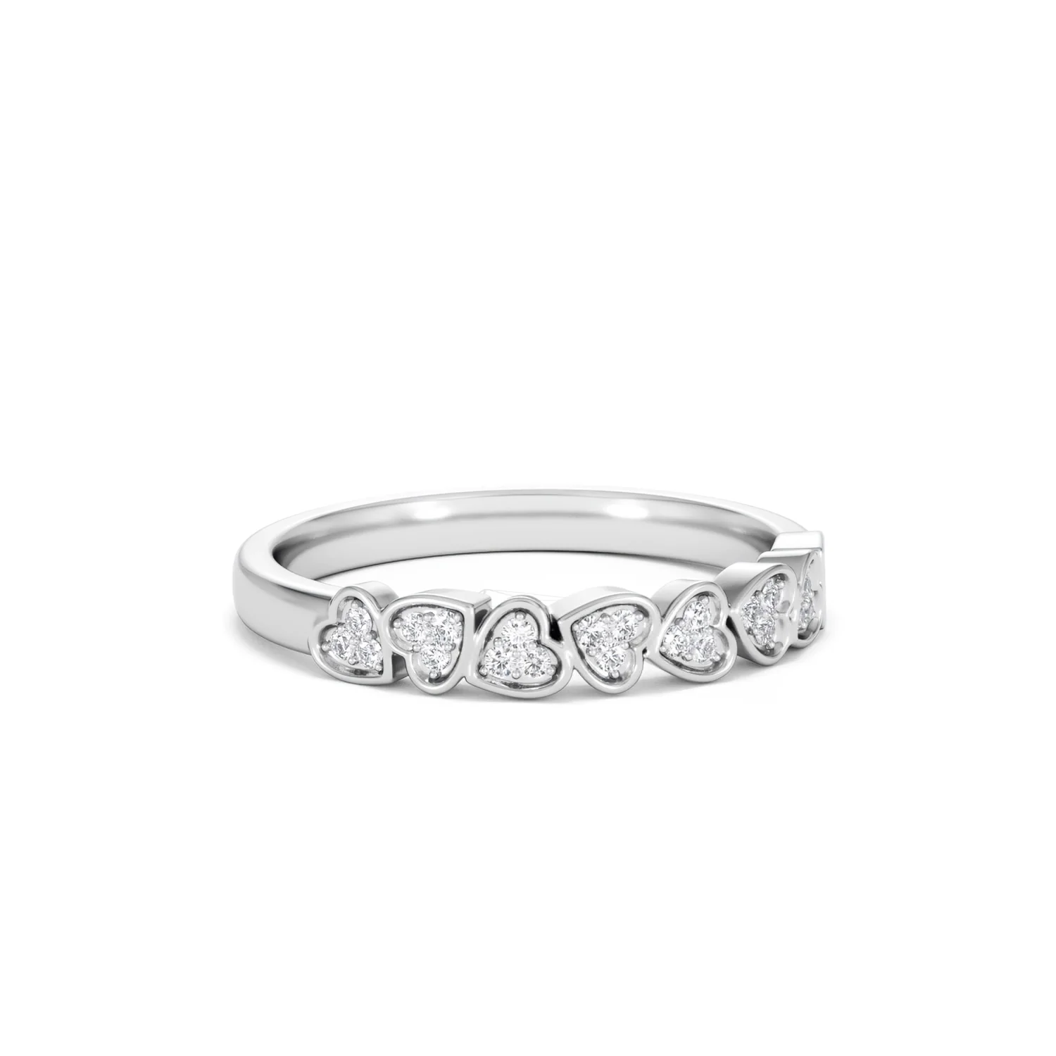 Heart Half Eternity Ring Lab Diamond 0.11ct in 925 SIlver - Image 16