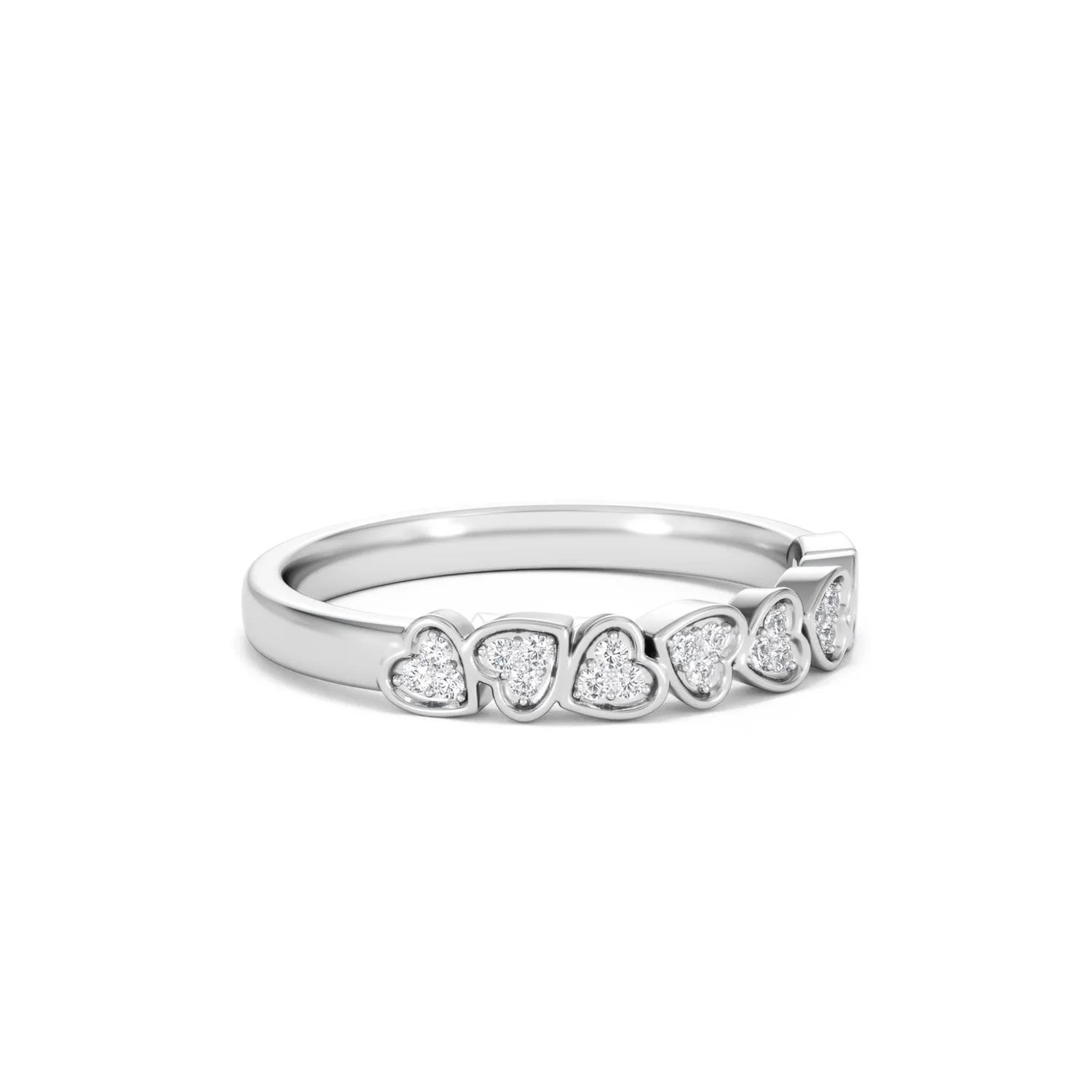 Heart Half Eternity Ring Lab Diamond 0.11ct in 925 SIlver - Image 19