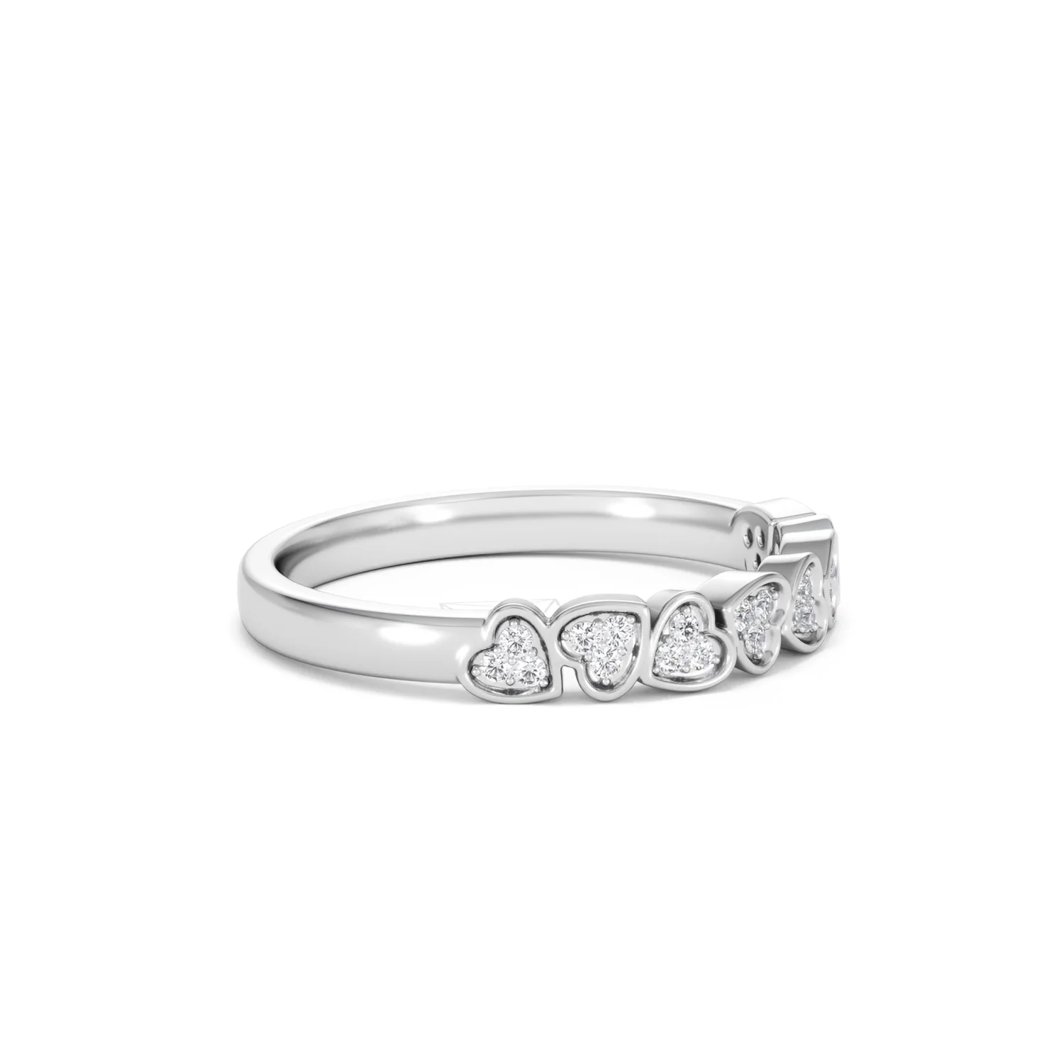 Heart Half Eternity Ring Lab Diamond 0.11ct in 925 SIlver - Image 23