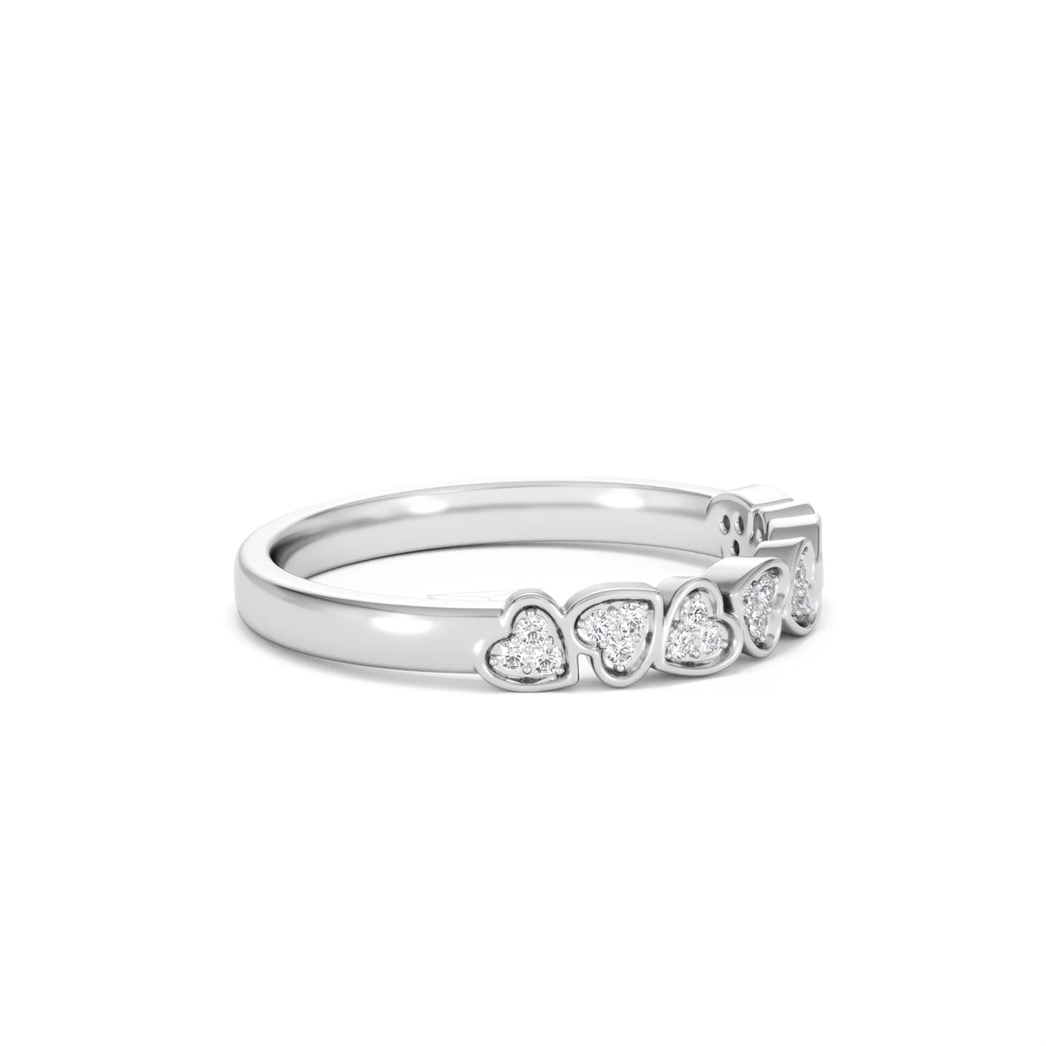 Heart Half Eternity Ring Lab Diamond 0.11ct in 925 SIlver - Image 24