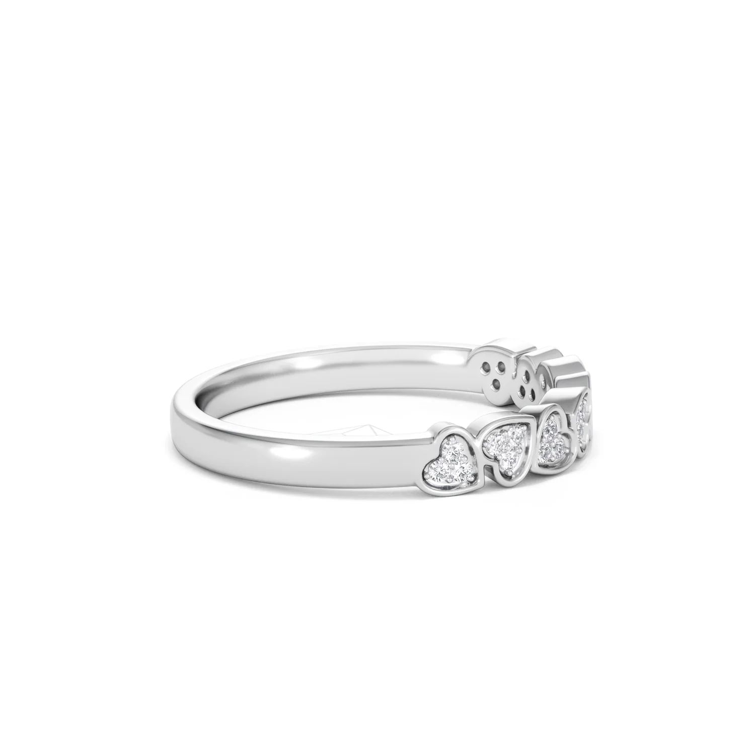 Heart Half Eternity Ring Lab Diamond 0.11ct in 925 SIlver - Image 28
