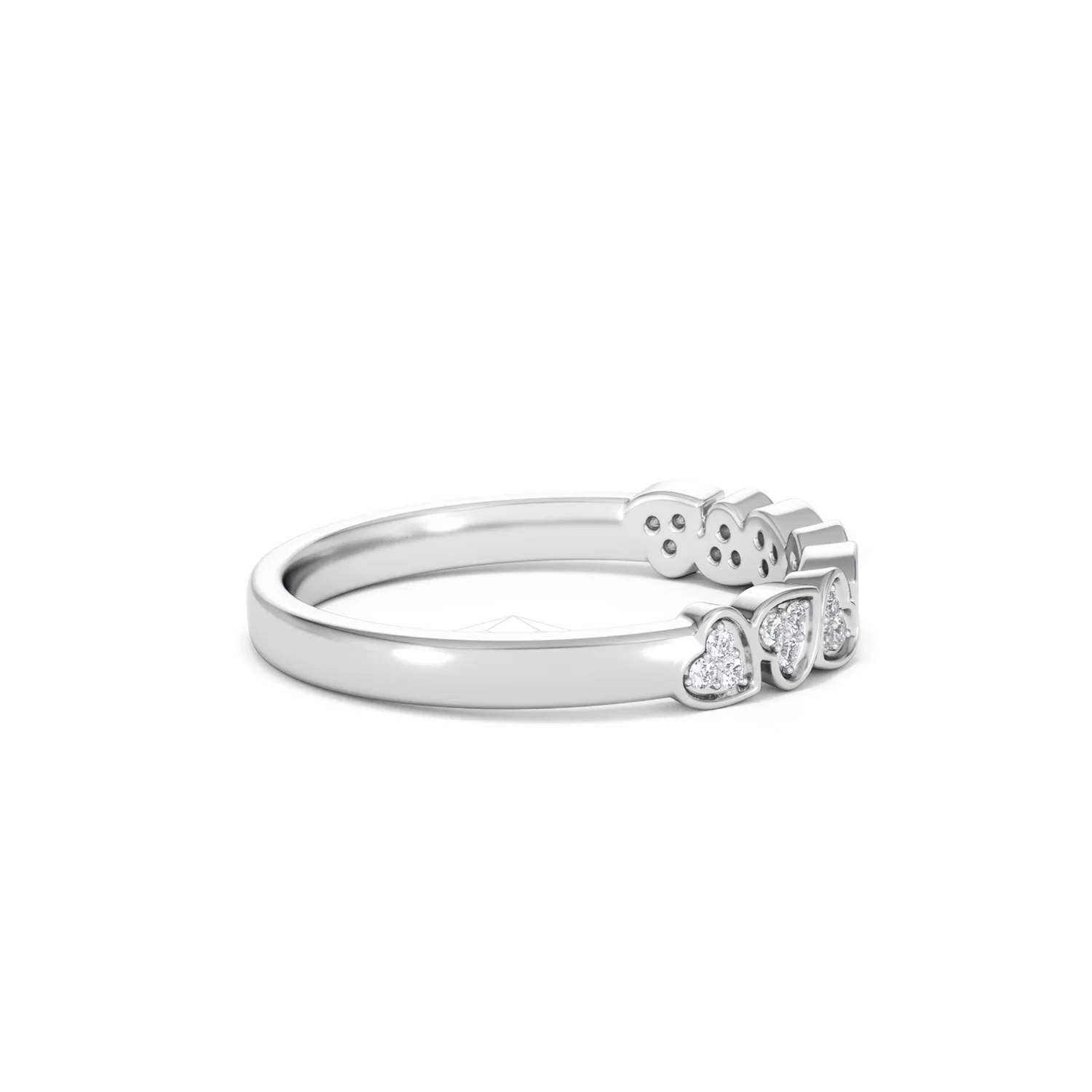 Heart Half Eternity Ring Lab Diamond 0.11ct in 925 SIlver - Image 31