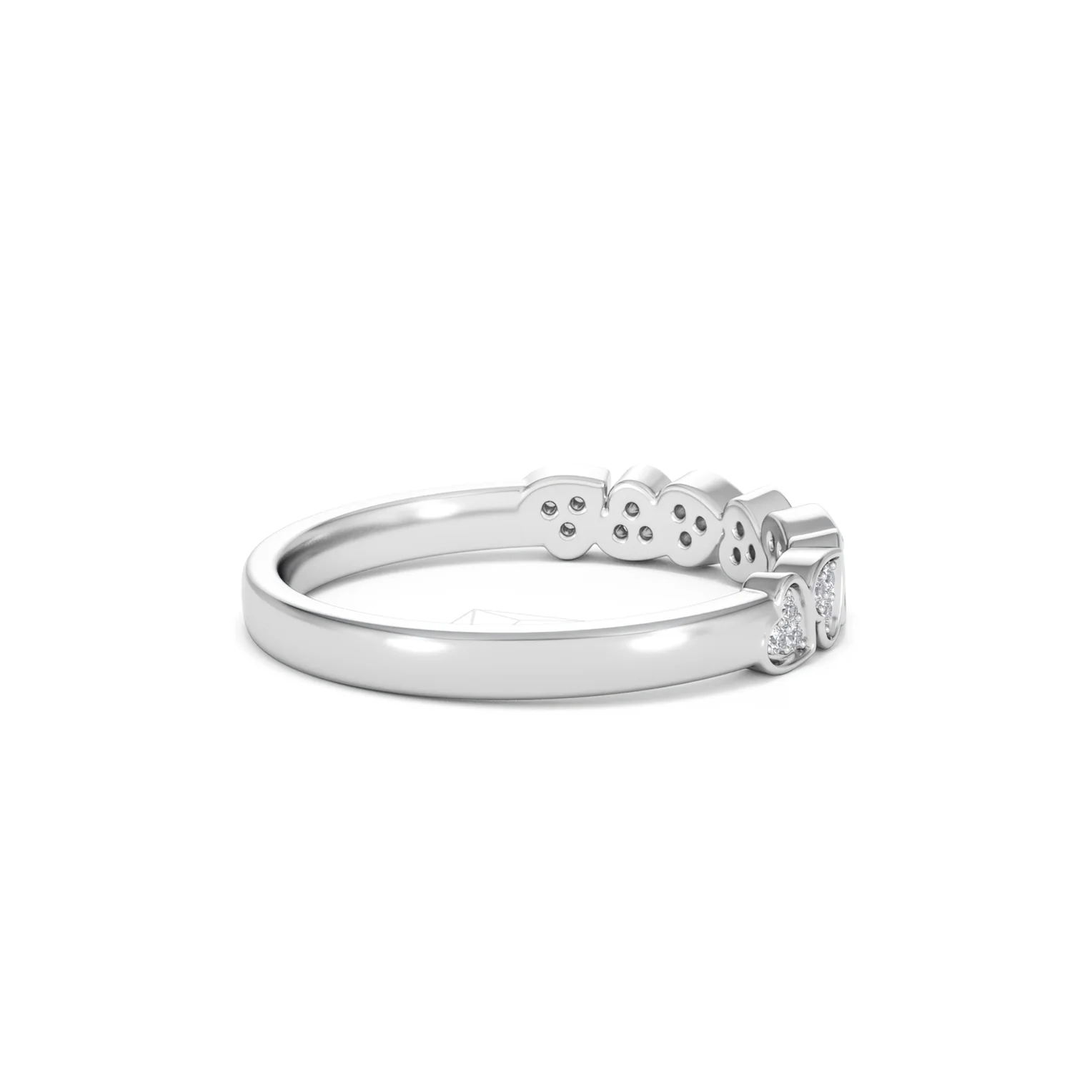 Heart Half Eternity Ring Lab Diamond 0.11ct in 925 SIlver - Image 36