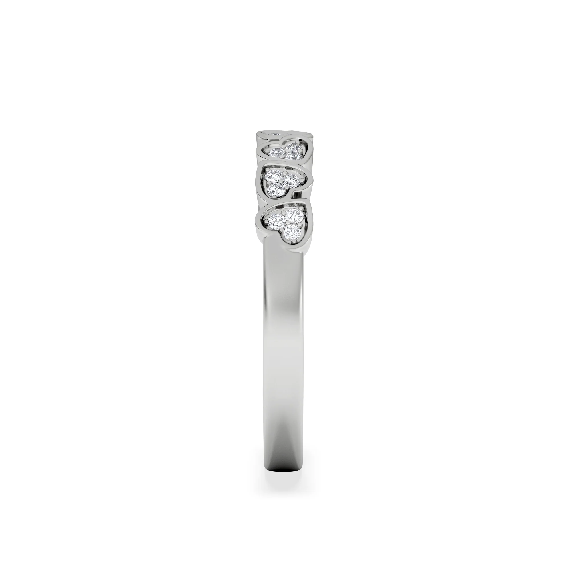 Heart Half Eternity Ring Lab Diamond 0.11ct in 925 SIlver - Image 5