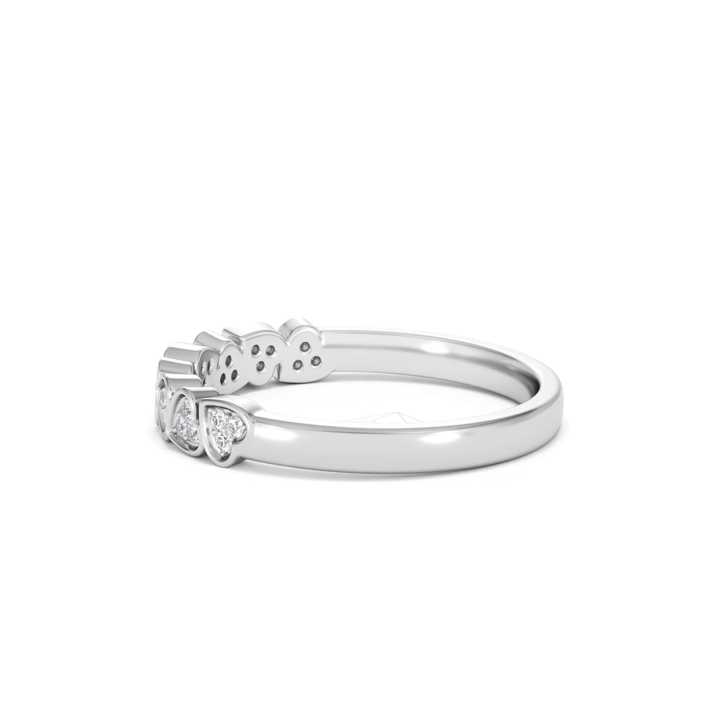 Heart Half Eternity Ring Lab Diamond 0.11ct in 925 SIlver - Image 68