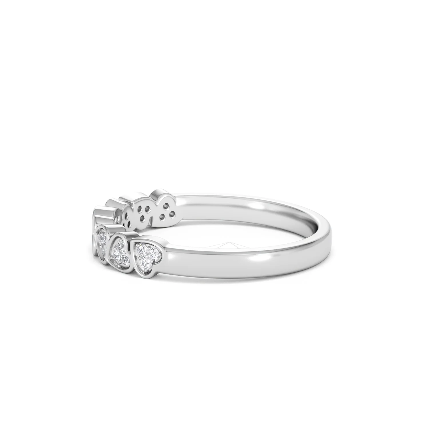 Heart Half Eternity Ring Lab Diamond 0.11ct in 925 SIlver - Image 70