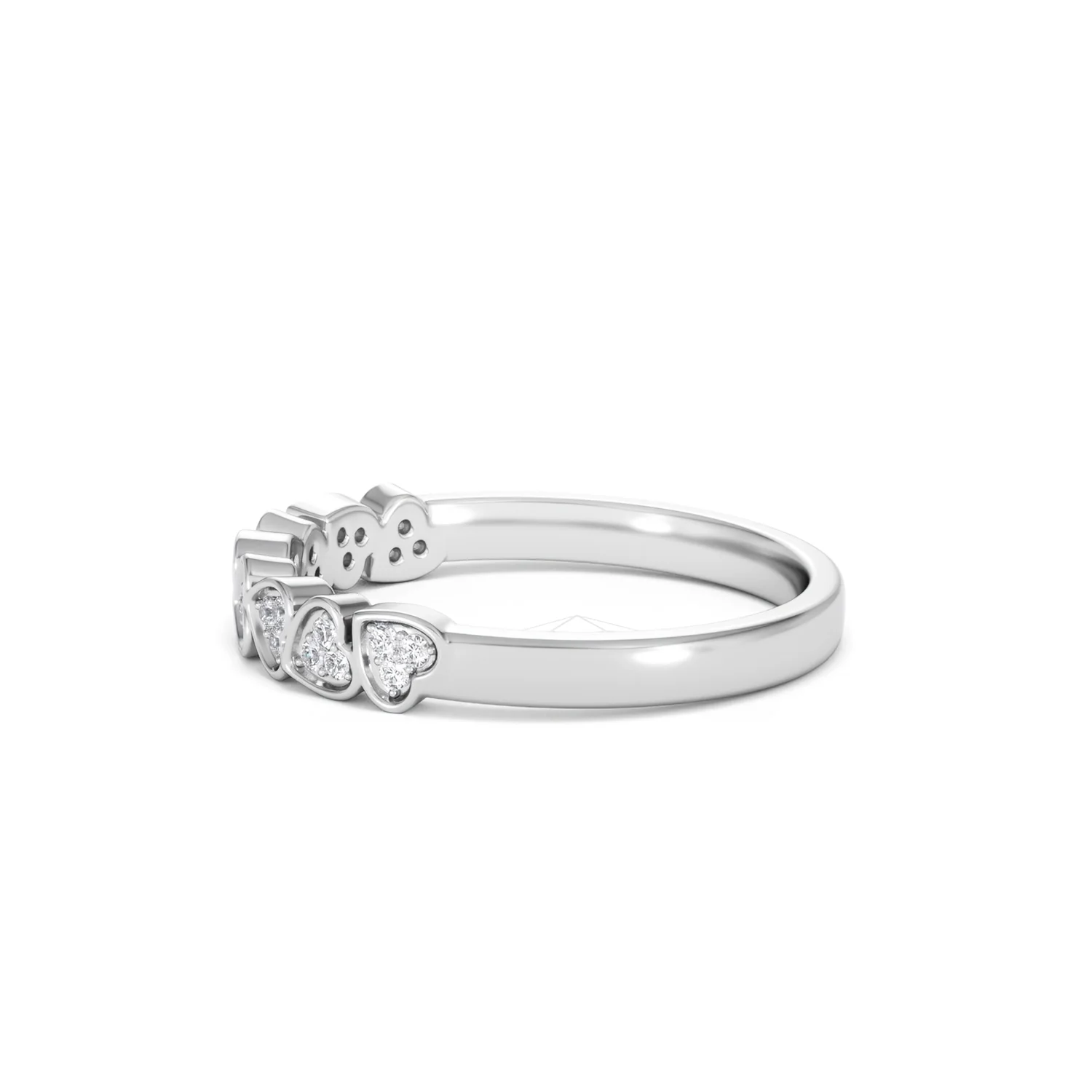 Heart Half Eternity Ring Lab Diamond 0.11ct in 925 SIlver - Image 71
