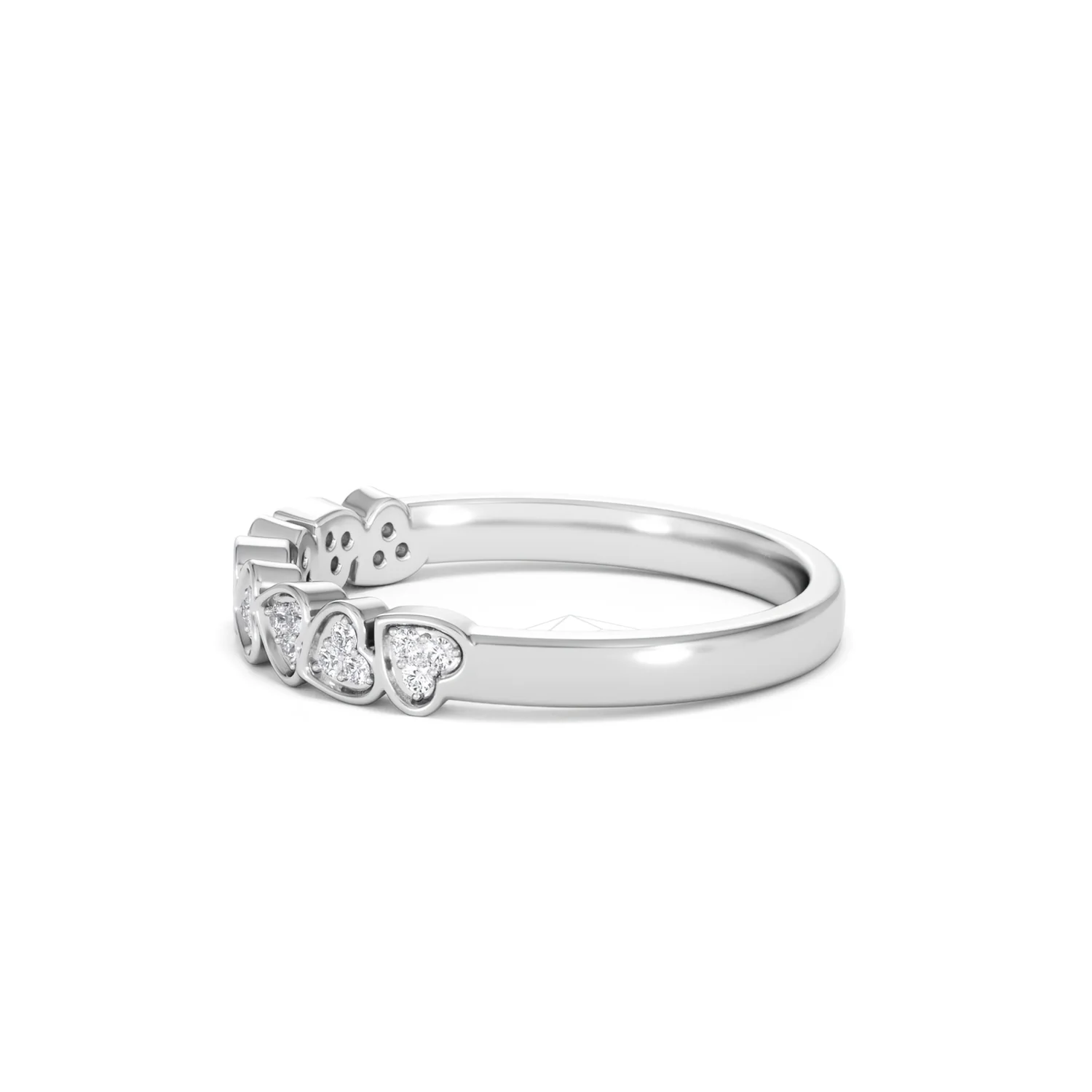 Heart Half Eternity Ring Lab Diamond 0.11ct in 925 SIlver - Image 72