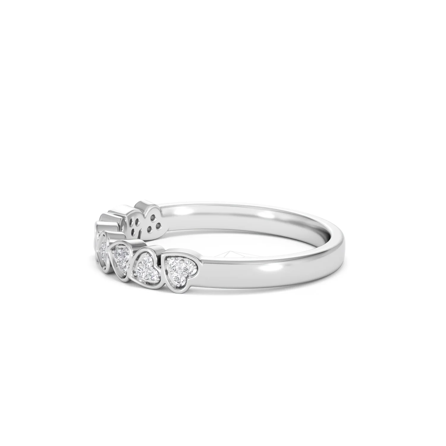 Heart Half Eternity Ring Lab Diamond 0.11ct in 925 SIlver - Image 73