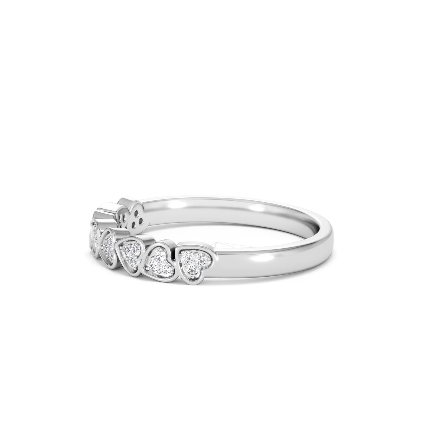Heart Half Eternity Ring Lab Diamond 0.11ct in 925 SIlver - Image 75