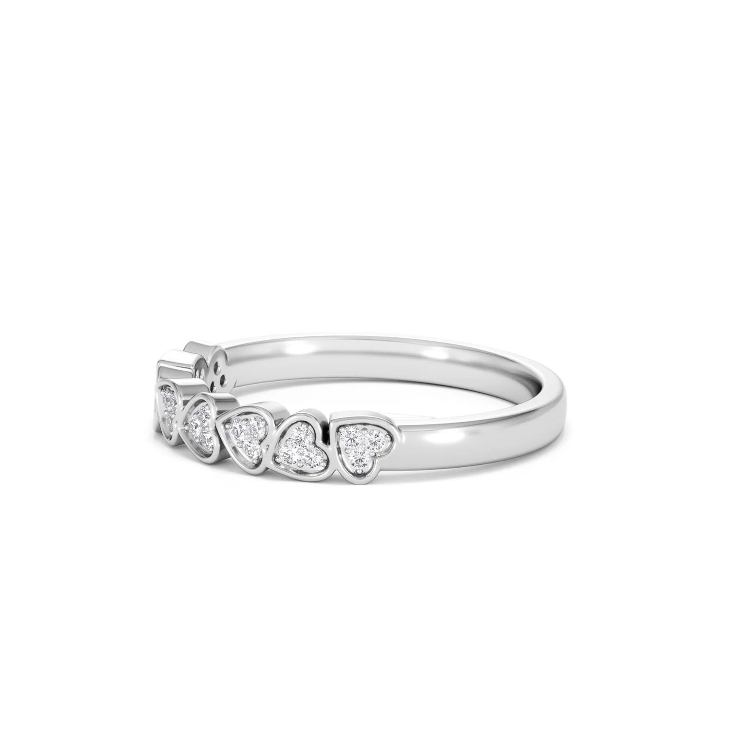 Heart Half Eternity Ring Lab Diamond 0.11ct in 925 SIlver - Image 77