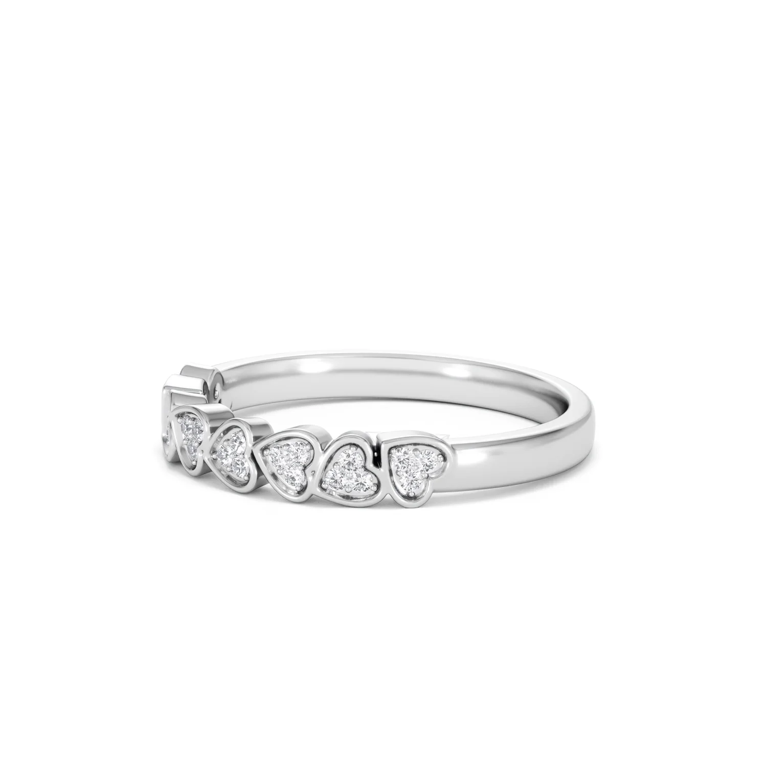 Heart Half Eternity Ring Lab Diamond 0.11ct in 925 SIlver - Image 79