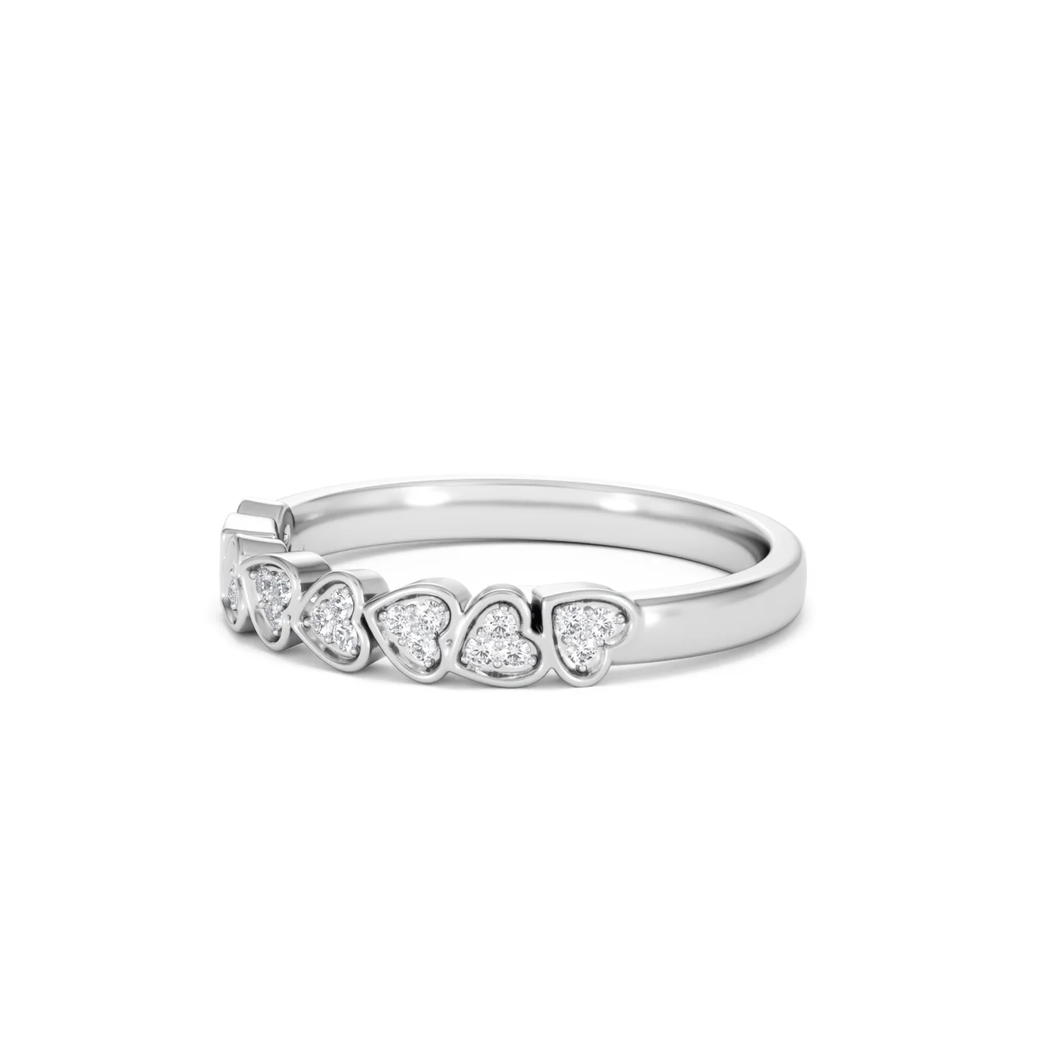 Heart Half Eternity Ring Lab Diamond 0.11ct in 925 SIlver - Image 80