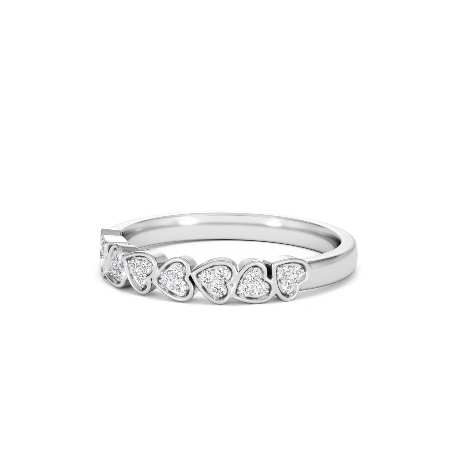 Heart Half Eternity Ring Lab Diamond 0.11ct in 925 SIlver - Image 83