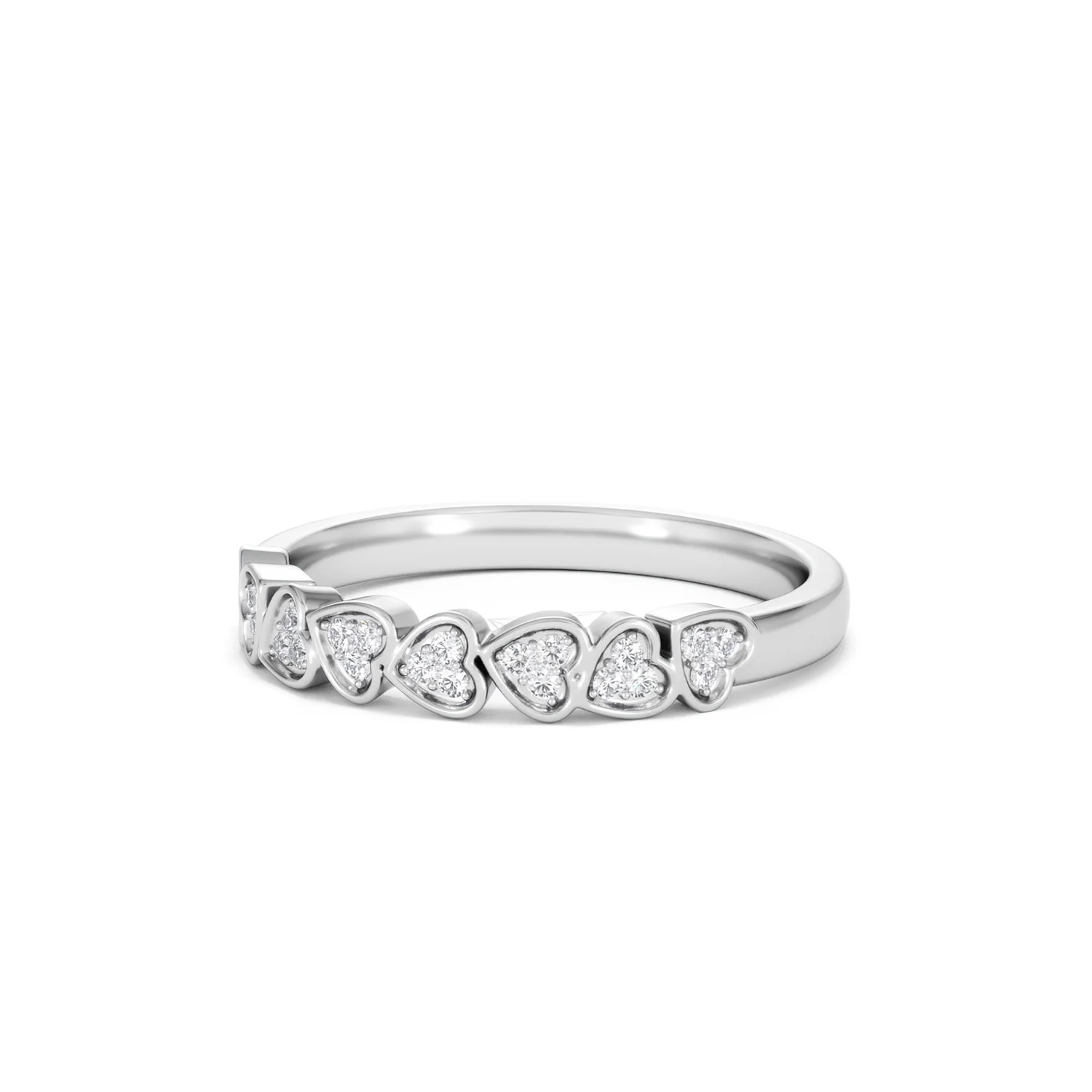 Heart Half Eternity Ring Lab Diamond 0.11ct in 925 SIlver - Image 84