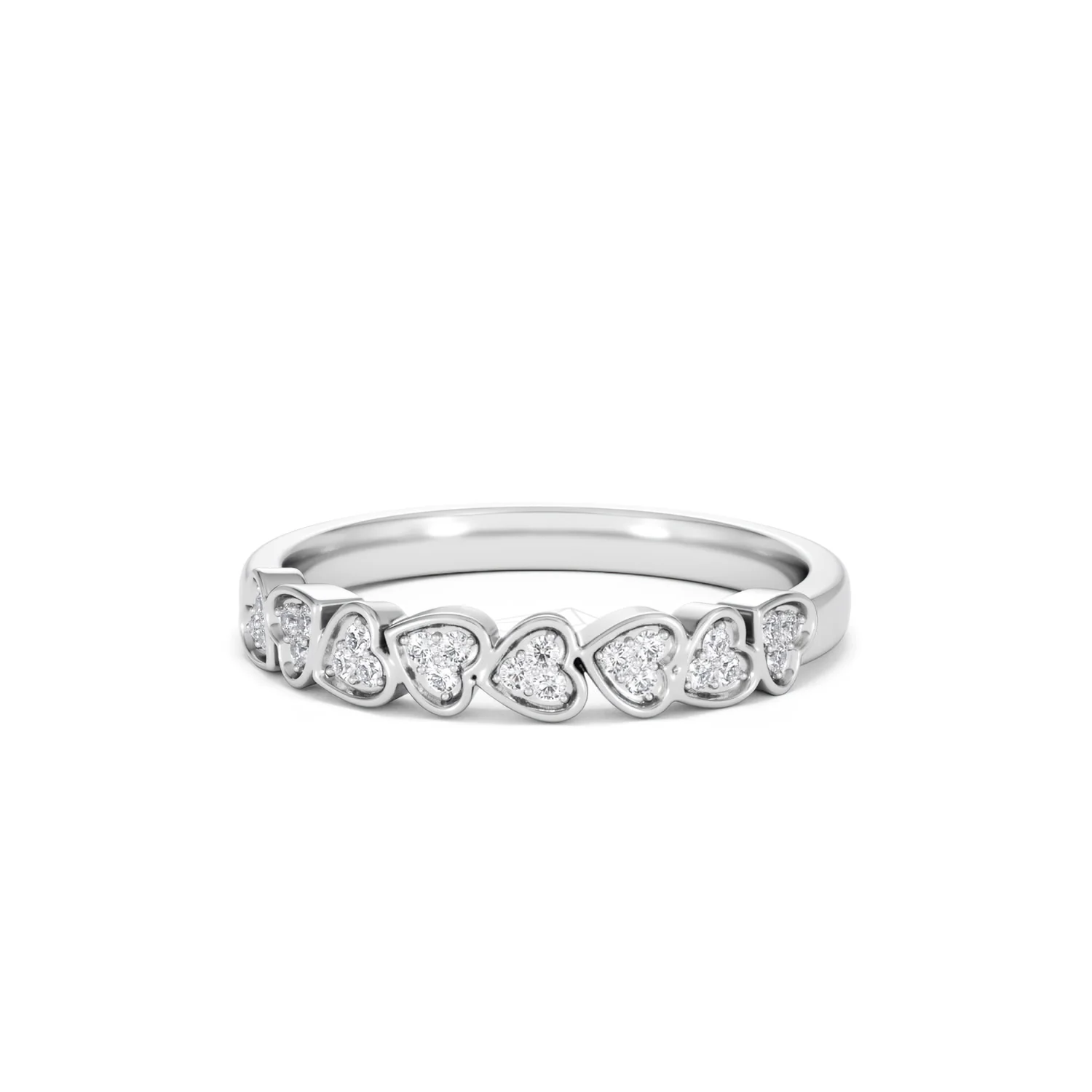 Heart Half Eternity Ring Lab Diamond 0.11ct in 925 SIlver - Image 88
