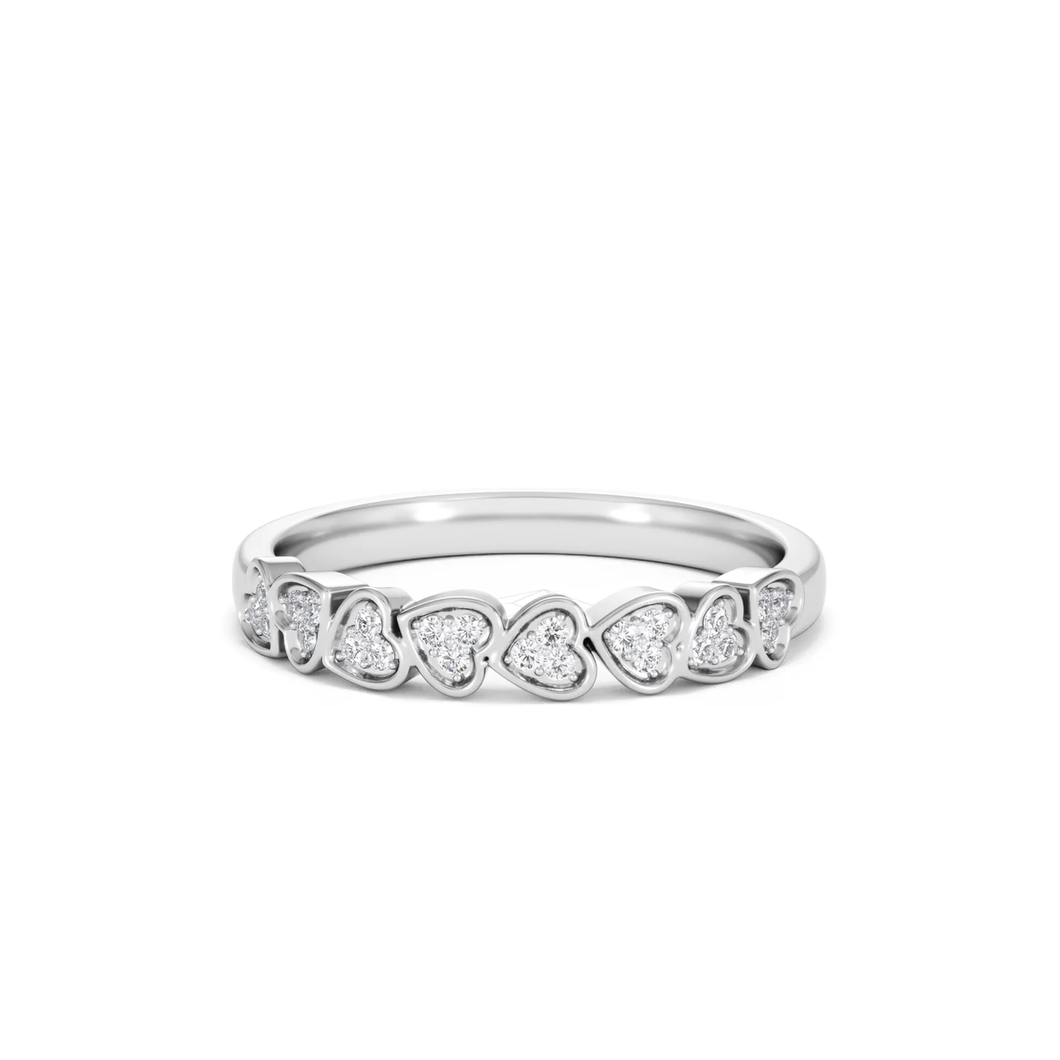 Heart Half Eternity Ring Lab Diamond 0.11ct in 925 SIlver - Image 89