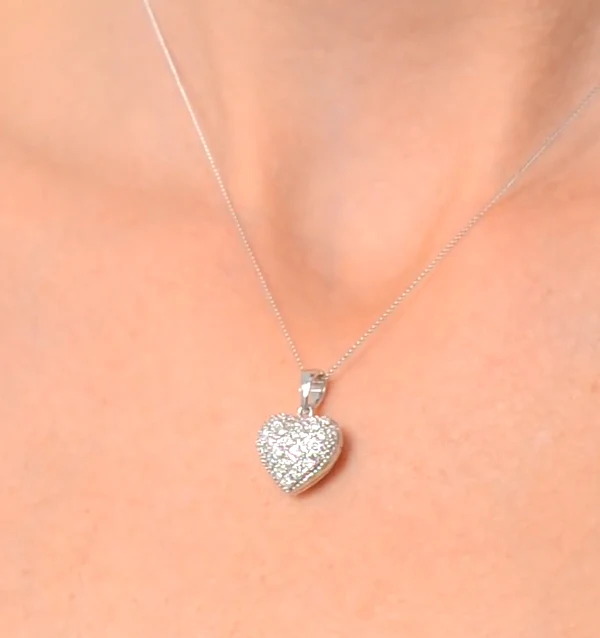 Heart Necklace Pendant Lab Diamond 0.50ct in 9K White Gold - Image 4
