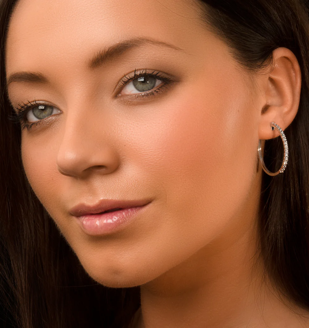 Hoop Earrings 30mm Diamond and 9K White Gold H4569 - Image 3