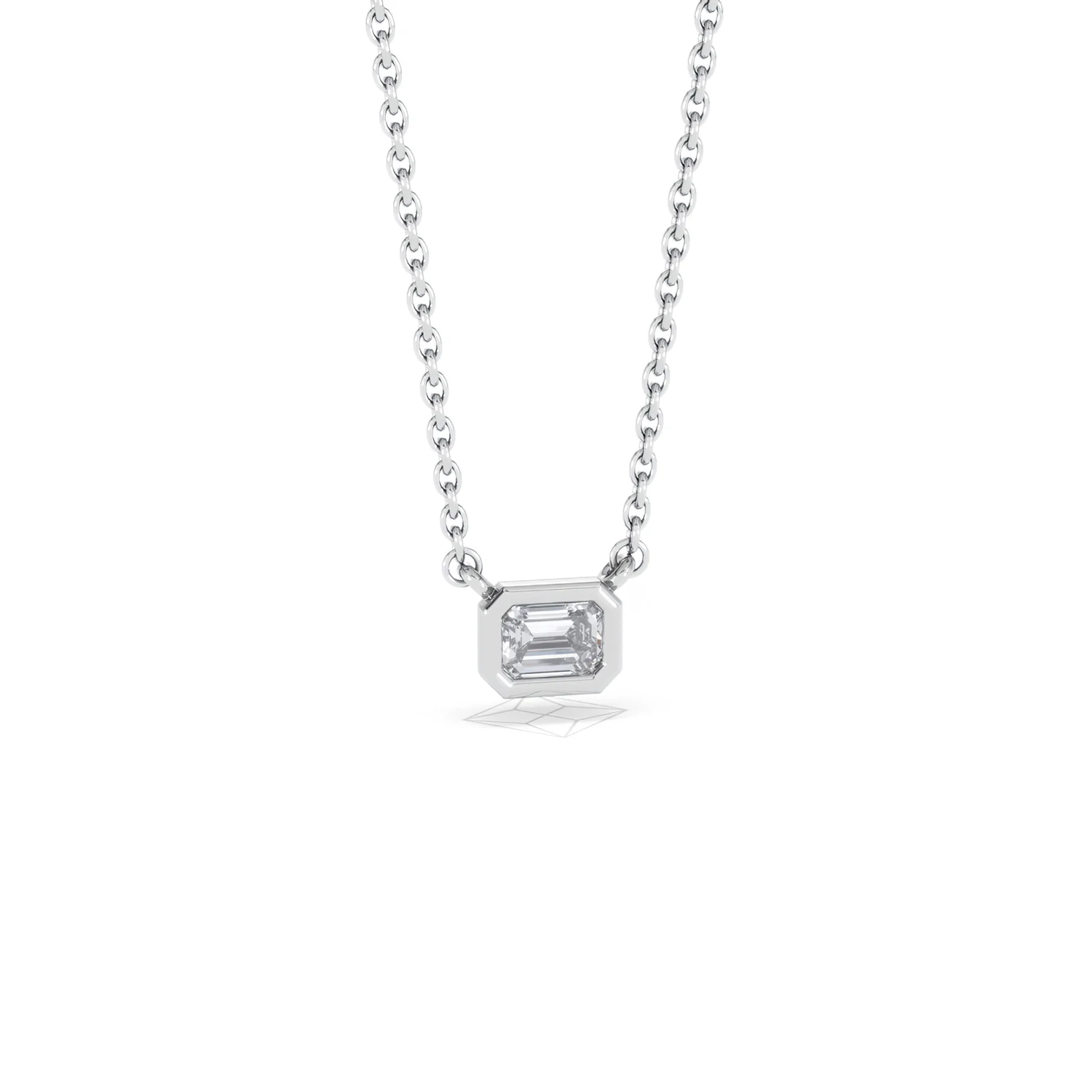 Horizon Emerald Cut Lab Diamond Solitaire Necklace 0.25ct H/SI in 925 Silver - Image 13
