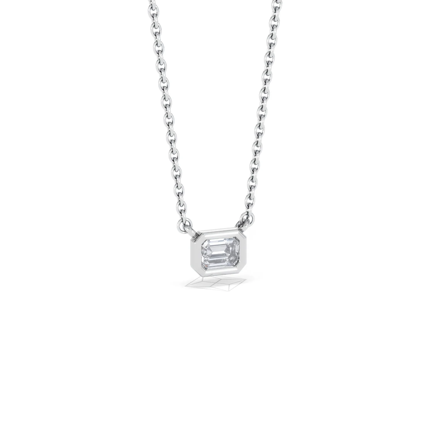 Horizon Emerald Cut Lab Diamond Solitaire Necklace 0.25ct H/SI in 925 Silver - Image 15