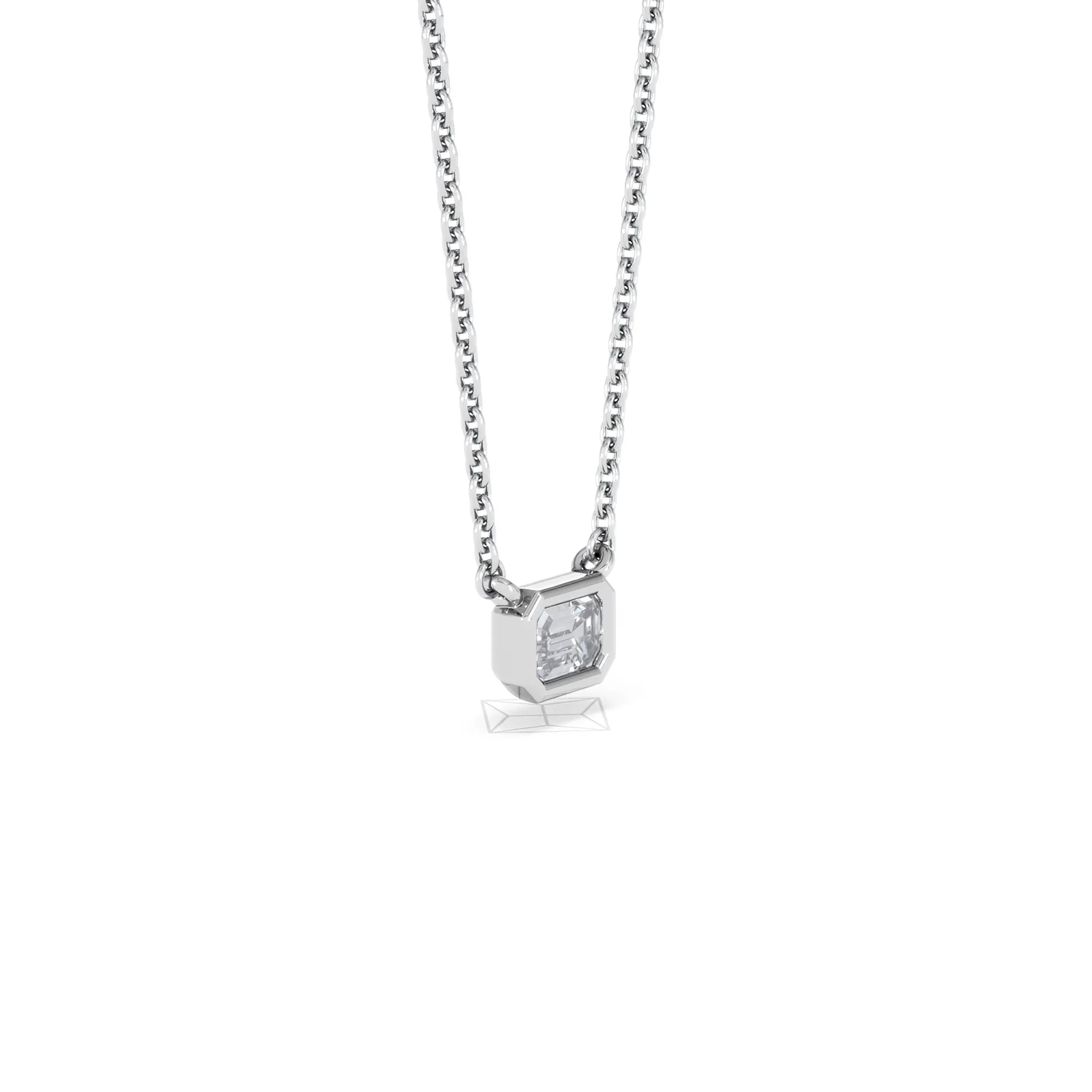 Horizon Emerald Cut Lab Diamond Solitaire Necklace 0.25ct H/SI in 925 Silver - Image 21