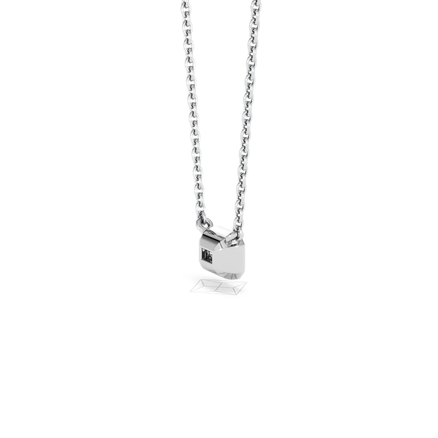 Horizon Emerald Cut Lab Diamond Solitaire Necklace 0.25ct H/SI in 925 Silver - Image 37