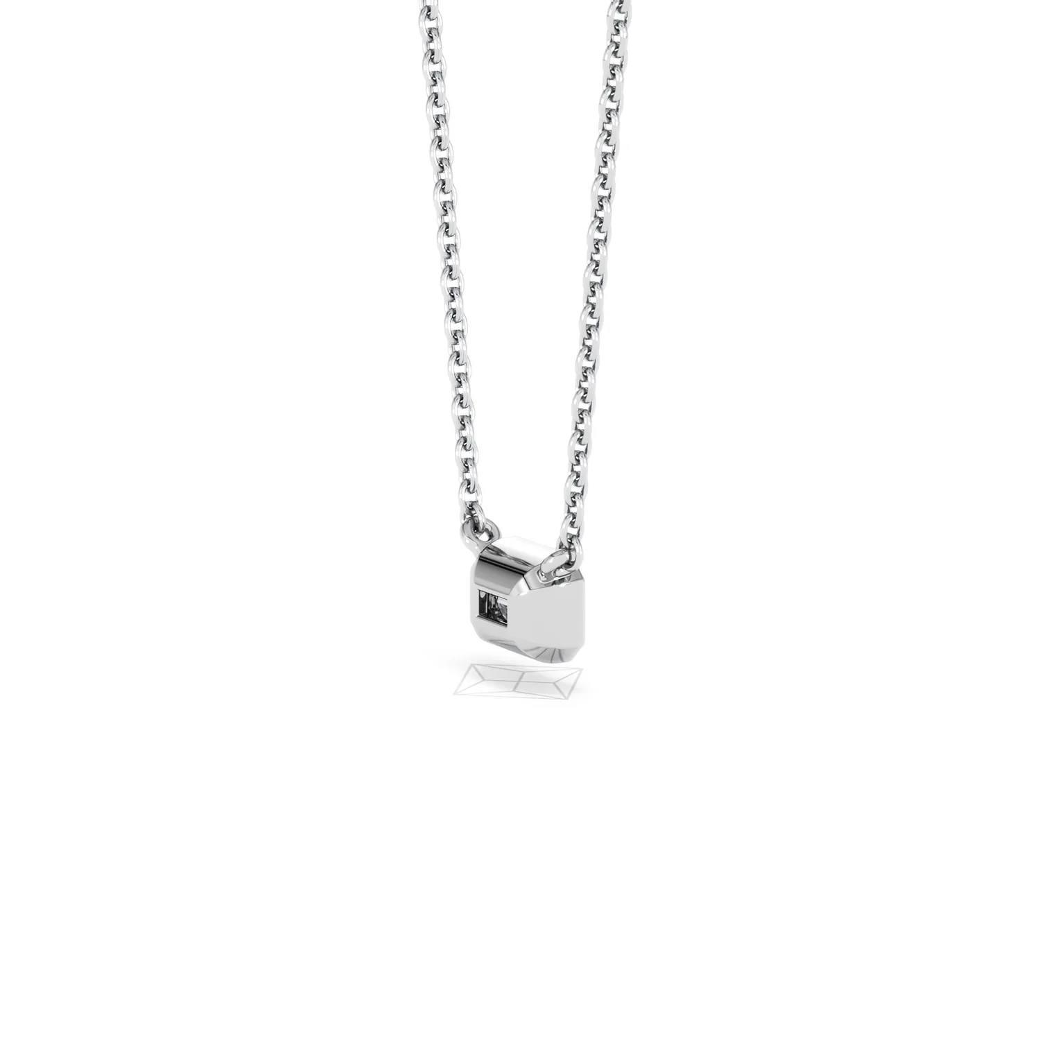 Horizon Emerald Cut Lab Diamond Solitaire Necklace 0.25ct H/SI in 925 Silver - Image 38