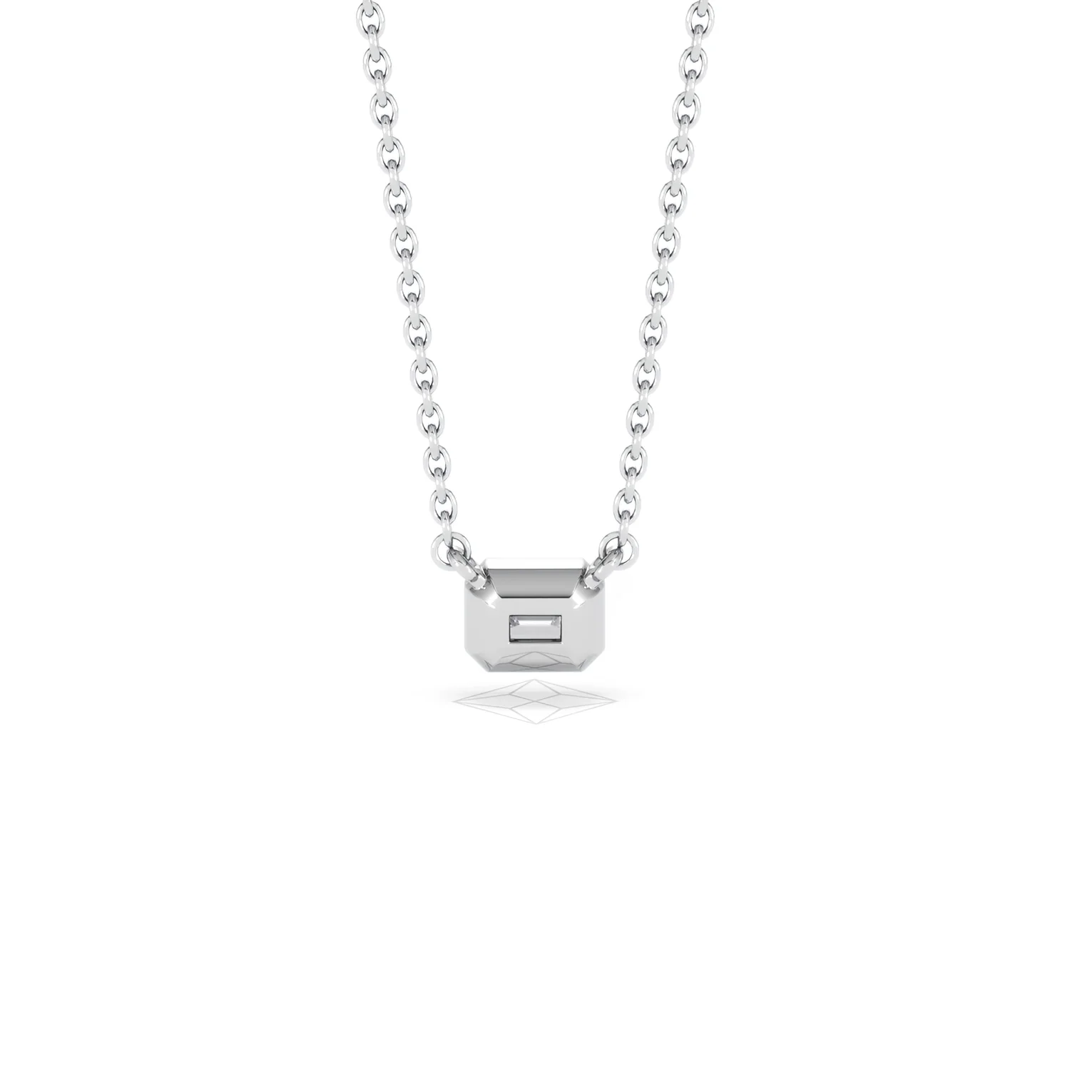 Horizon Emerald Cut Lab Diamond Solitaire Necklace 0.25ct H/SI in 925 Silver - Image 50