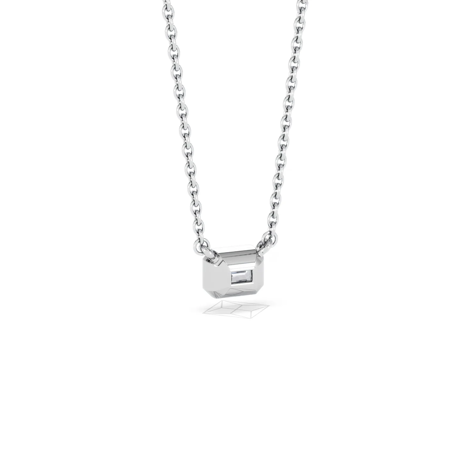 Horizon Emerald Cut Lab Diamond Solitaire Necklace 0.25ct H/SI in 925 Silver - Image 55