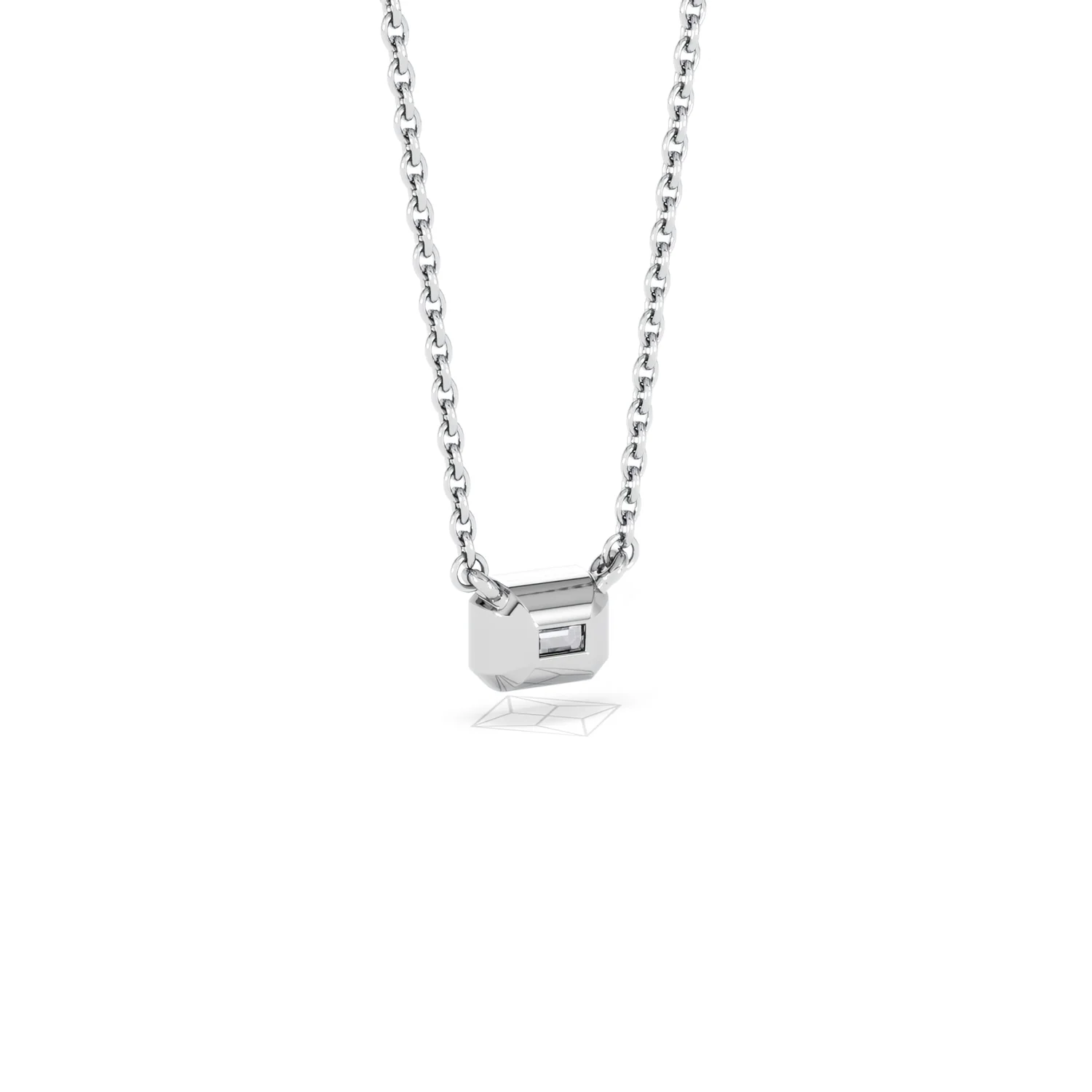Horizon Emerald Cut Lab Diamond Solitaire Necklace 0.25ct H/SI in 925 Silver - Image 56