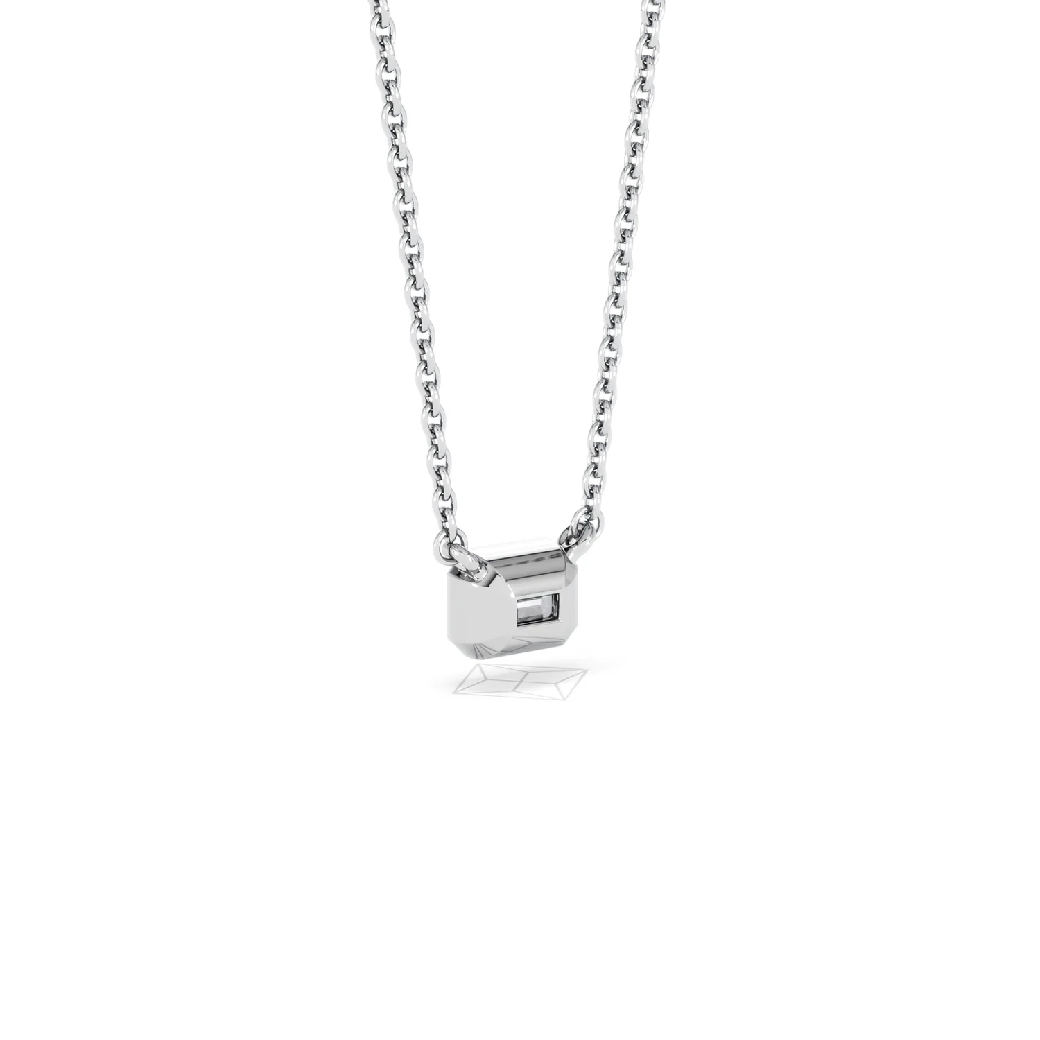 Horizon Emerald Cut Lab Diamond Solitaire Necklace 0.25ct H/SI in 925 Silver - Image 57