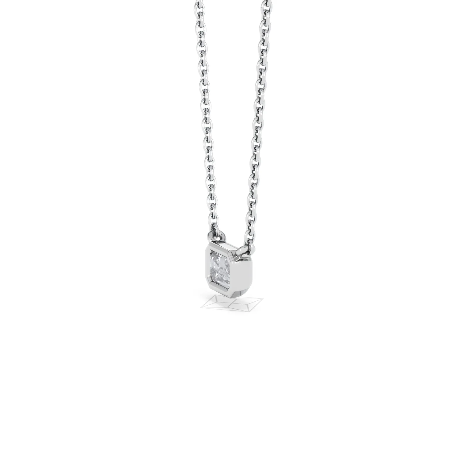 Horizon Emerald Cut Lab Diamond Solitaire Necklace 0.25ct H/SI in 925 Silver - Image 76
